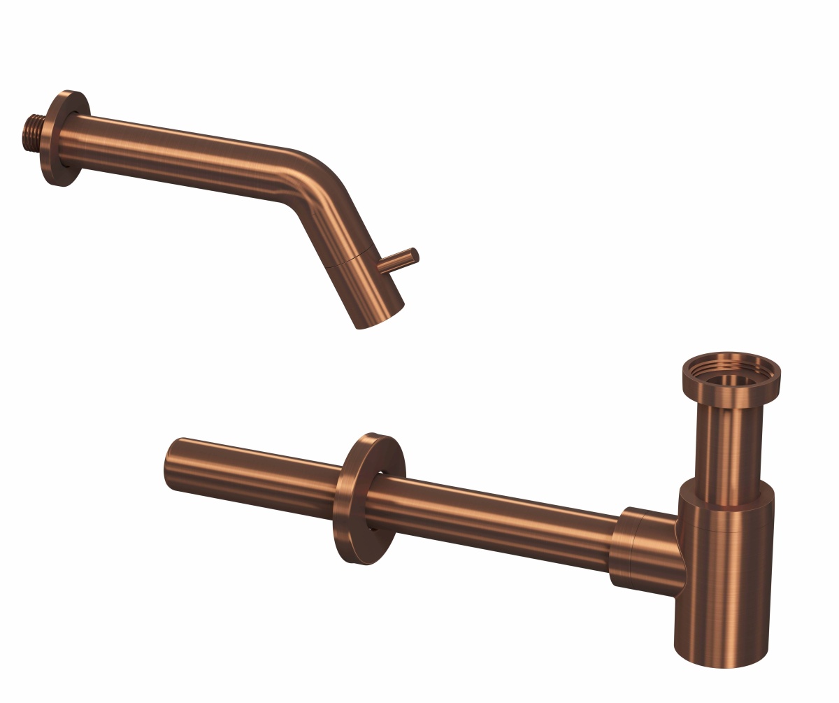 INK set 3B fonteinkraan wandmodel en design sifon 9902452 mat rose goud