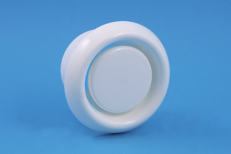 DVKR afzuigventiel met aansluitbus 125mm PP. kunststof wit