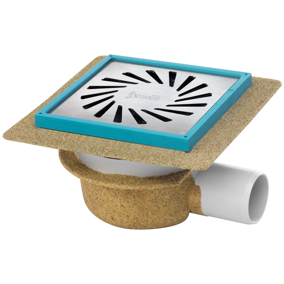 Aquaberg vloerput ABS bezand zu 50 mm flens/voegfame 6mm x 10mm verstelbaar vert-hor 2038 - 146x146mm - waterslot 50 mm