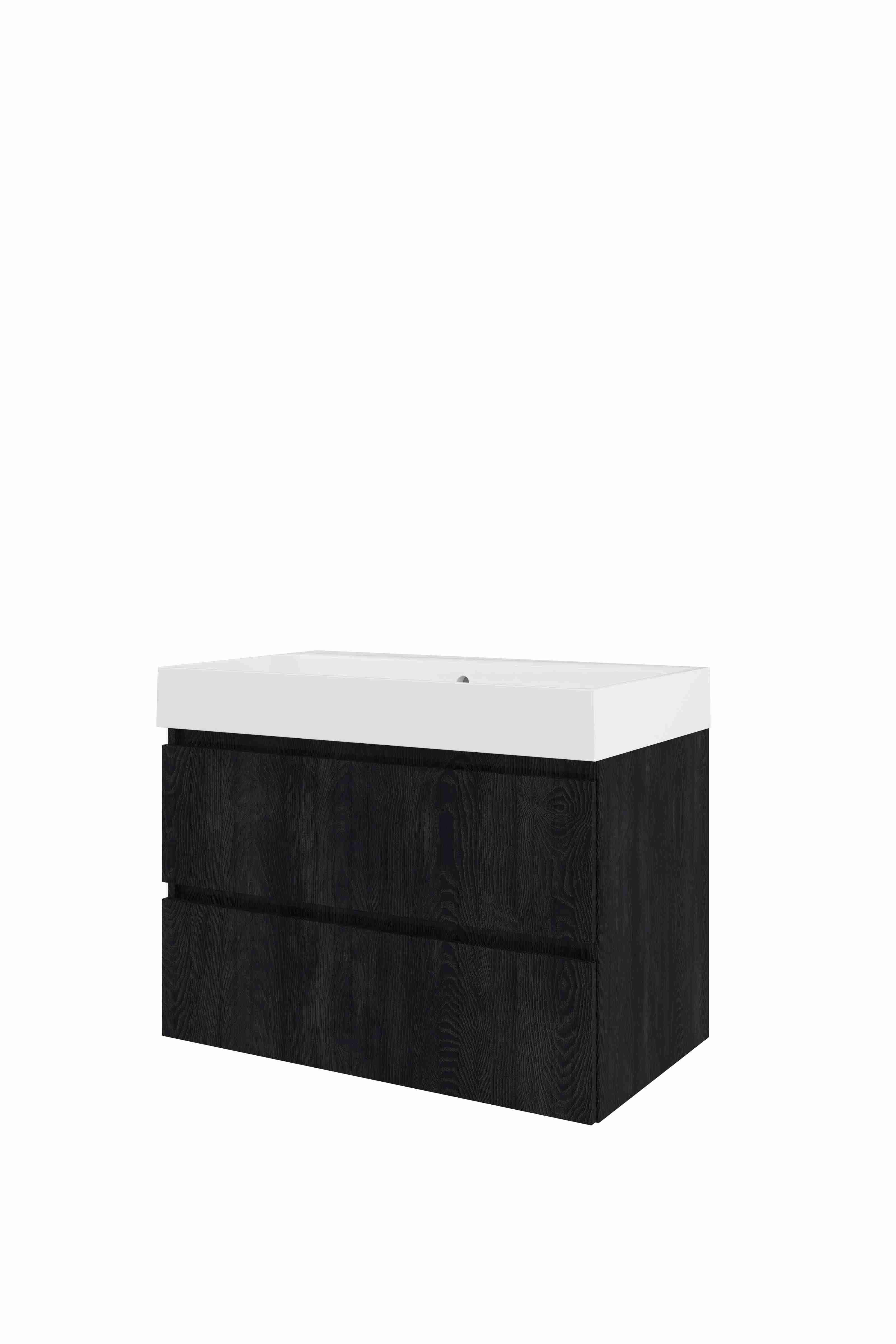 Proline Set polystone Loft wast. z. krgt. en onderkast sym. gefr. 1818682 Charcoal oak/Glans wit 800x460x620