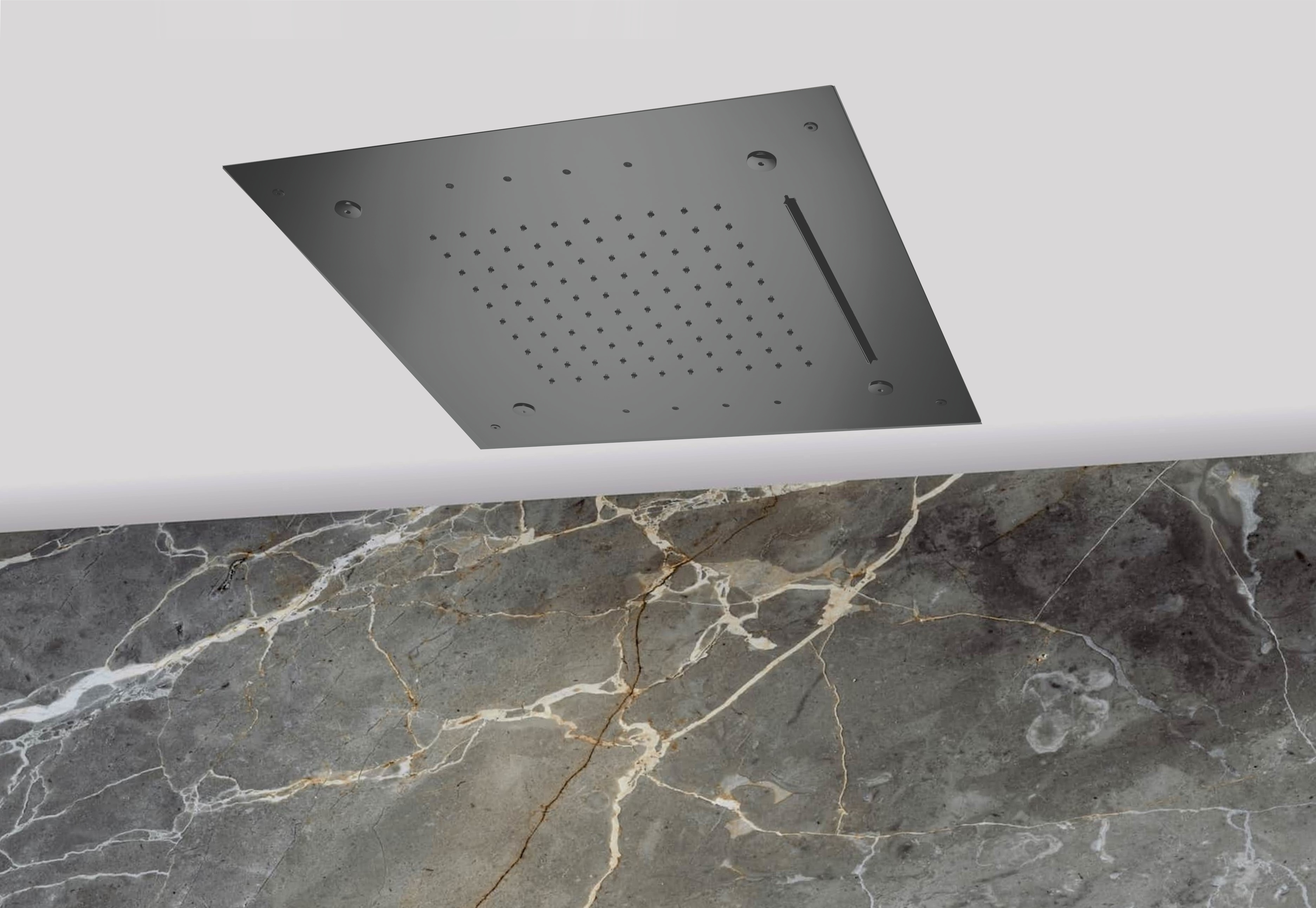 Lagoo Nesso Hoofddouche LED it Rain 500 x 500 m. regen cascade nevel m. multi color LED incl. afstan N8254GM Brushed Gun Metal PVD