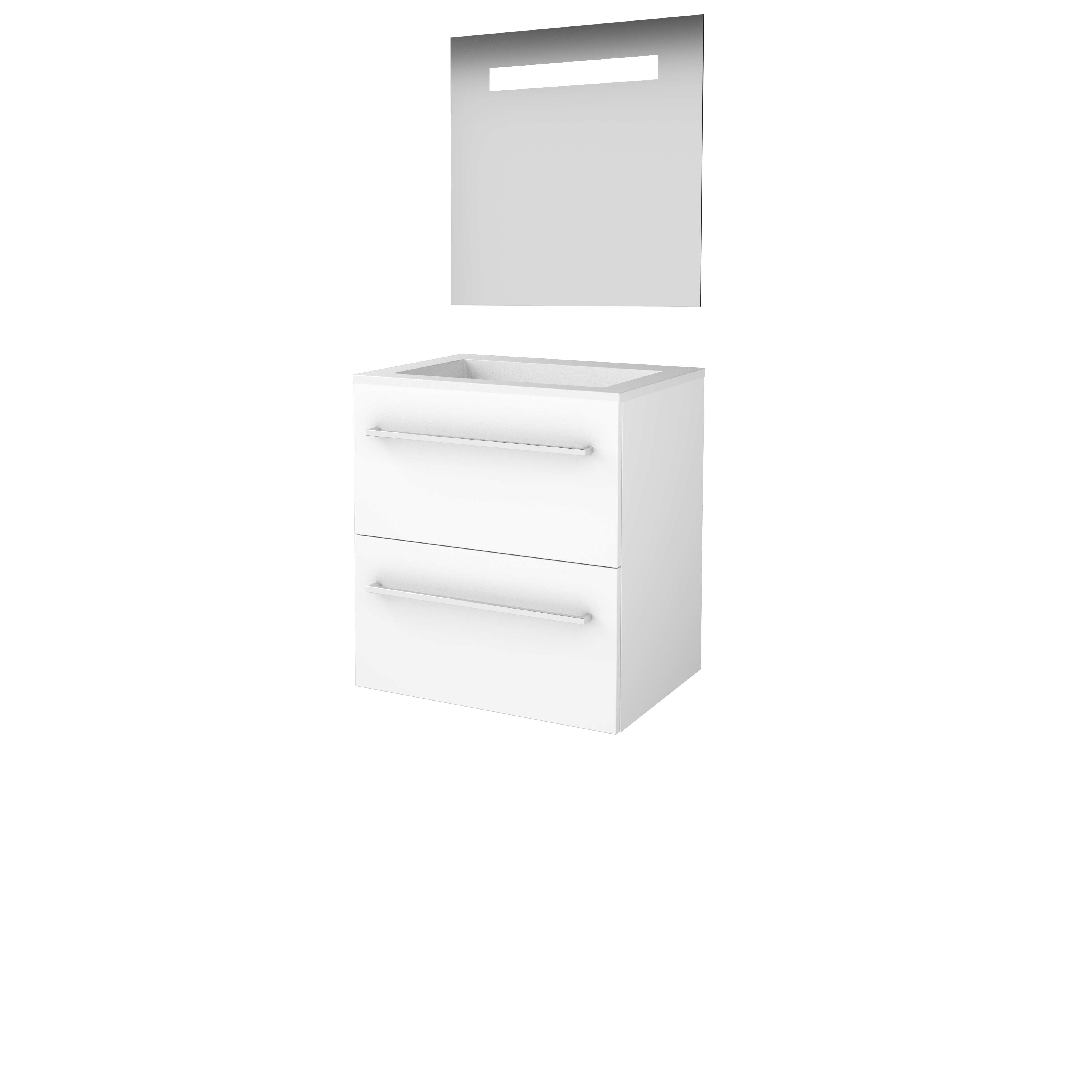 Basic Economic 46 set 60x46cm met gr. 2 la Acryl wast. 0 krgt. incl. spiegel m. verl. E46GR60A0IW Ice White