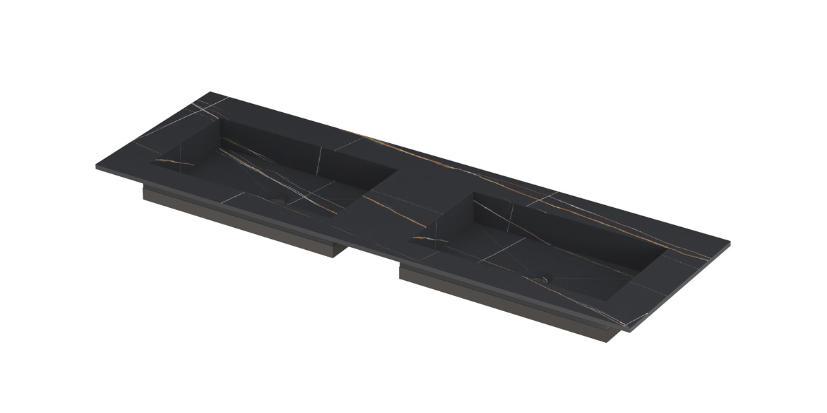 INK Post wast. keramische slab envelop bak dubbel zonder krgt. H10xB1400xD450 Lauren black mat / 210102