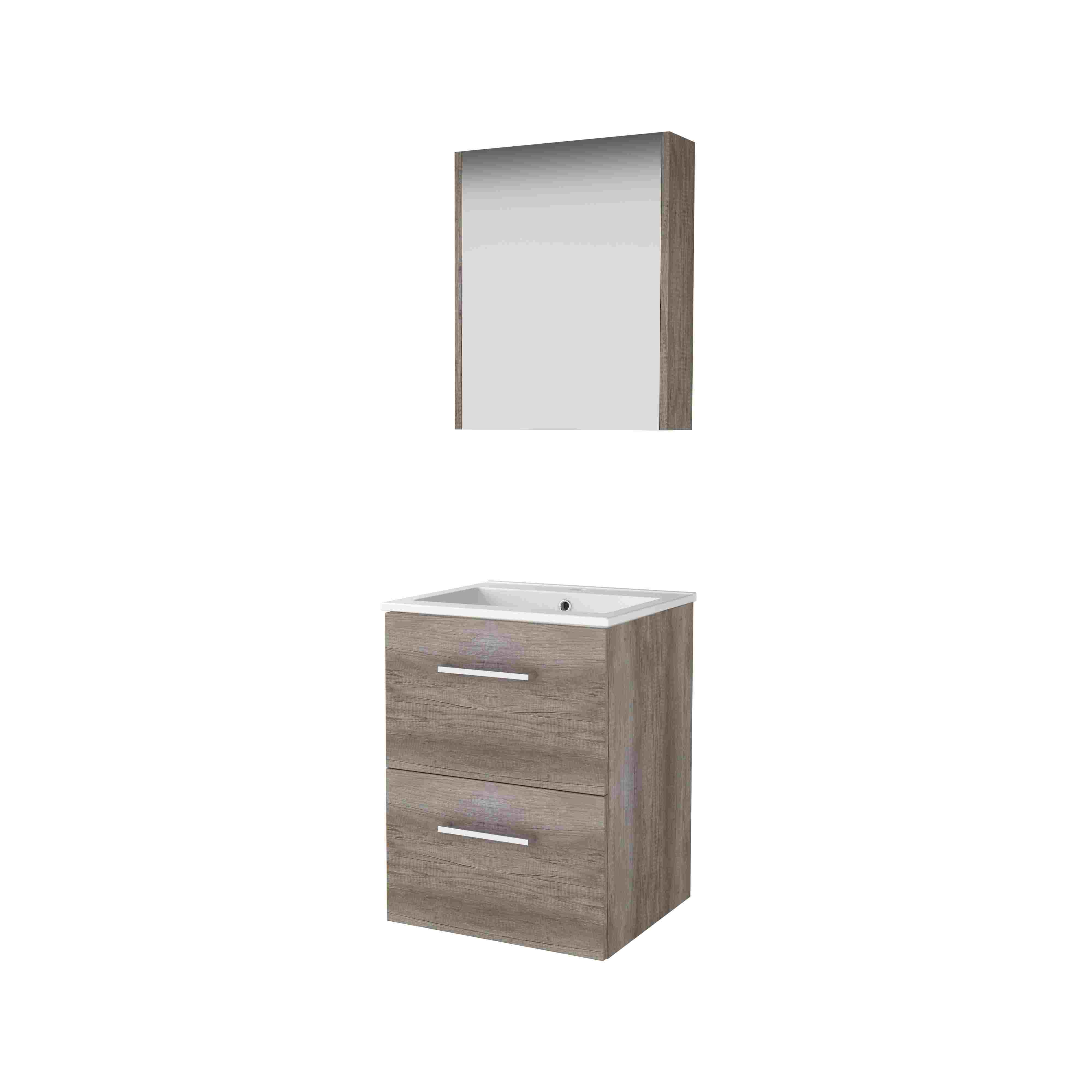 Basic Comfort 46 set 50x46cm met gr. 2 la keram. wast. 1 krgt. incl. kast C46GR50PSO Scotch Oak