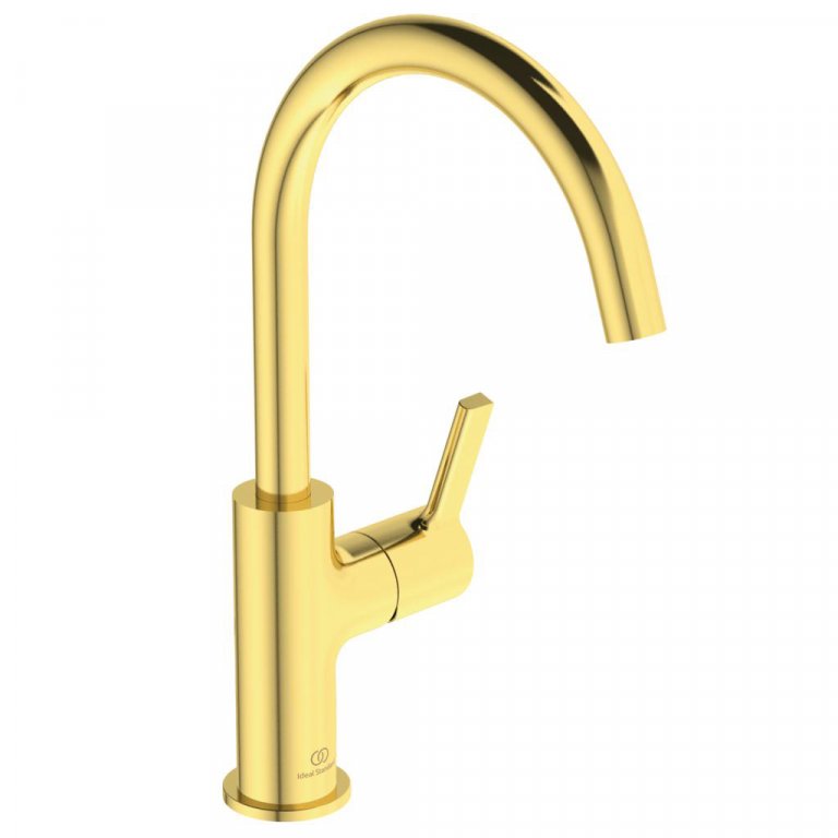 IS Joy wastafelmengkraan met hoge uitloop zonder waste BC778A2 Brushed Gold
