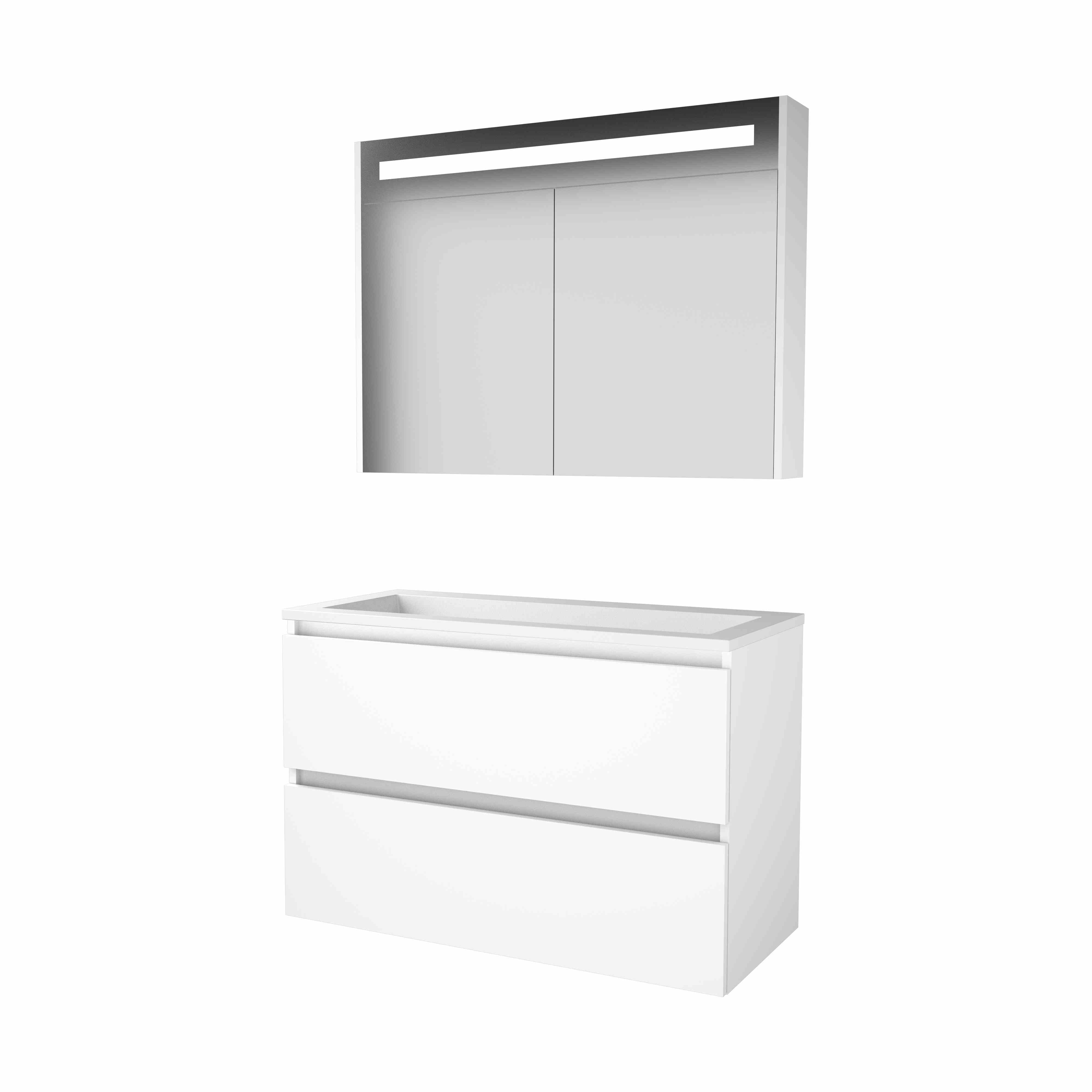 Basic Premium 46 set 100x46cm greepl. 2 la Acryl wast. 0 krgt. incl. kast m. verl. P46GL100A0IW Ice White