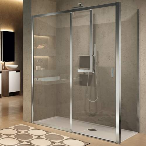 Novellini Lunes 2.0 2ph 114 rechts verst.114-120cm helder glas chroom LUN2PH114D1K