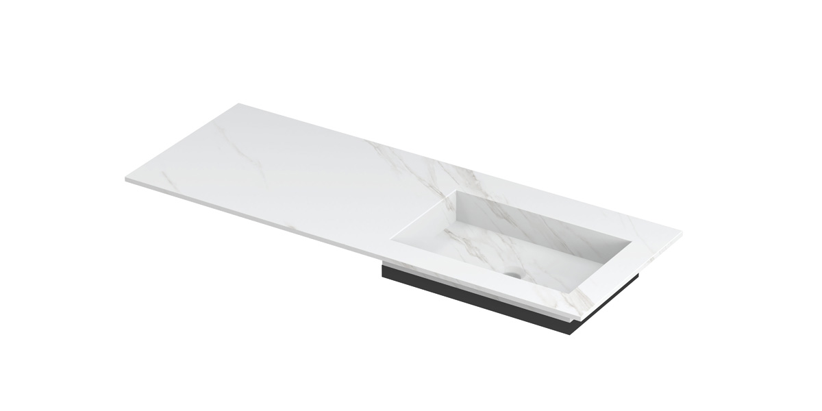 INK Post wast. keramische slab envelop bak R zonder krgt. H10xB1200xD450 Calacatta mat / 210620