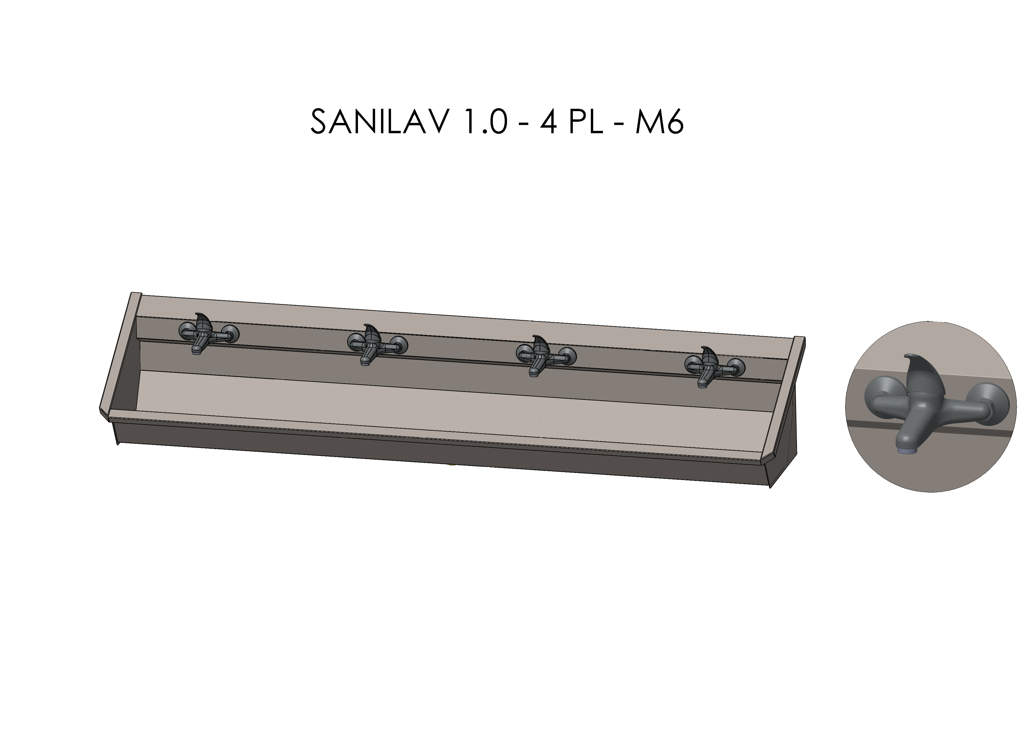 Intersan Sanilav muurwastrog rvs 4p 240 1gr.mngkr SANILAV 1.0-4-M6