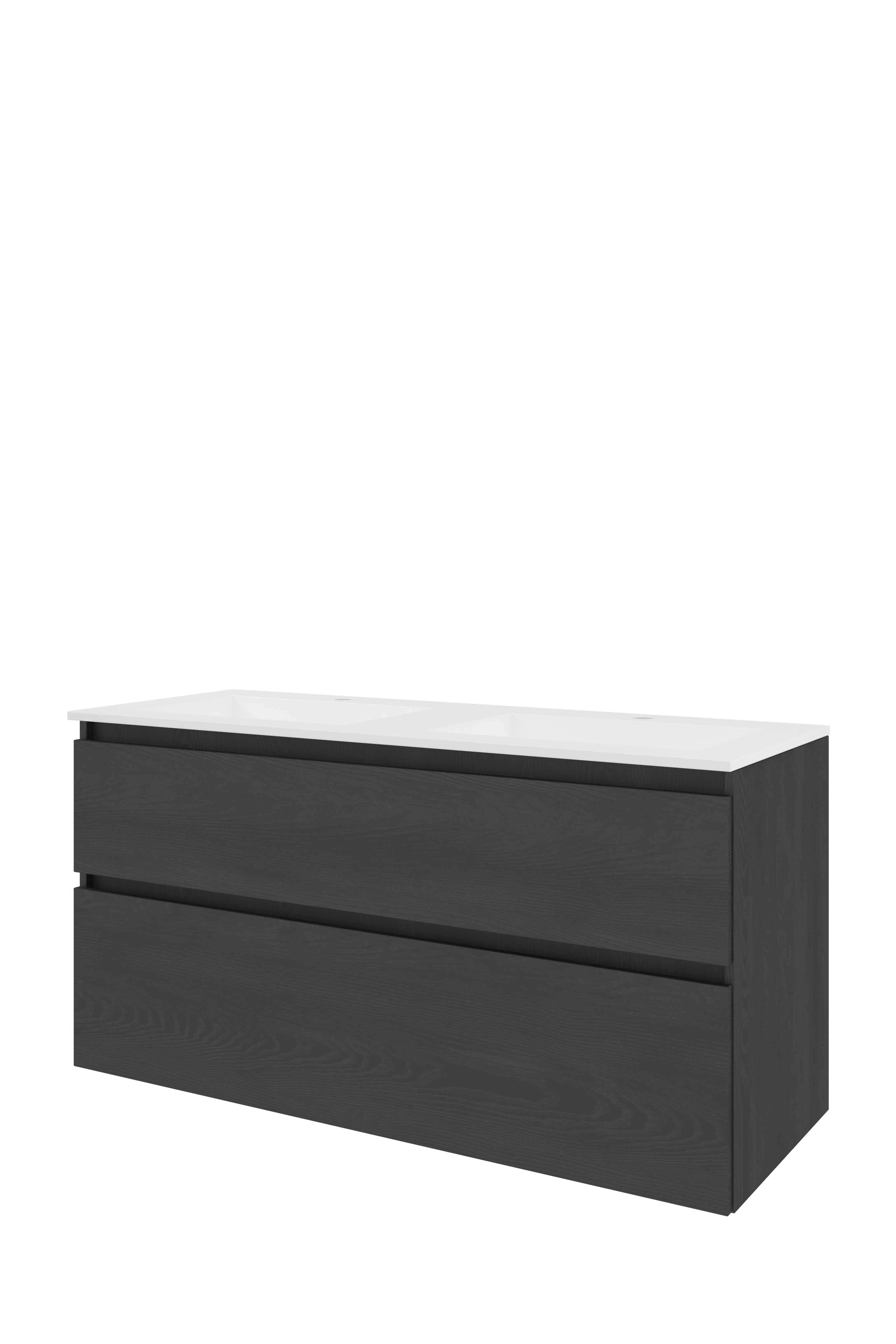 Proline Set polystone Elegant wast. met 2 kr.gaten en onderkast a-sym. 1816497 Black oak/Mat wit 1200x460x620