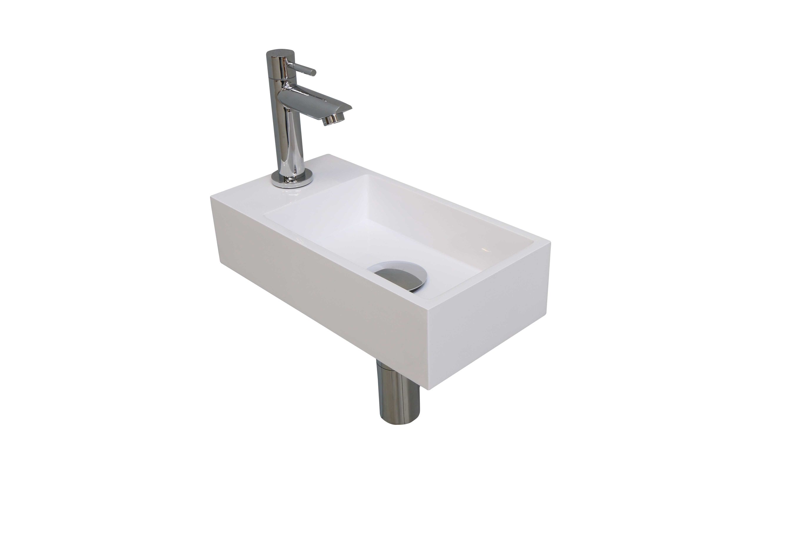 INK Versus Fonteinpack Polystone links 1805121 Glans wit/chroom H90xB360xD180