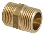 Messing dubbele nippel 3/4