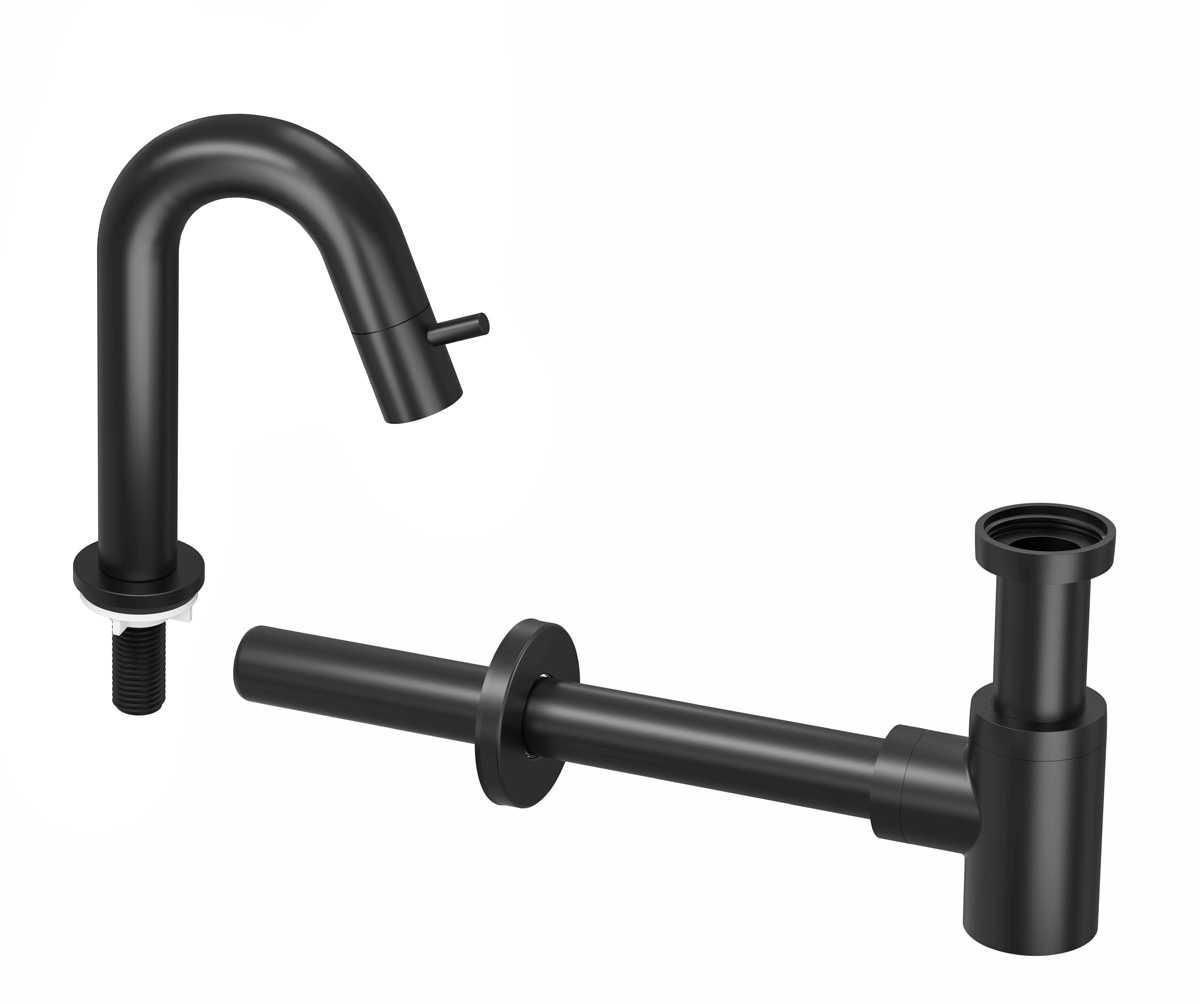 INK Combi 4B fonteinkraan staand gebogen laag m. syphon Mat zwart / 9902471