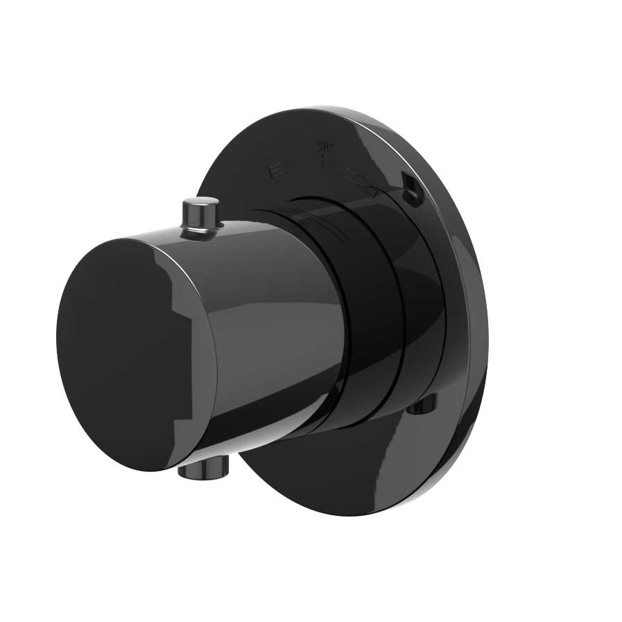 IVY Bond Afbouwdeel inbouwthermostaat symmetry met rond rozet 6202417 Zwart chroom PVD