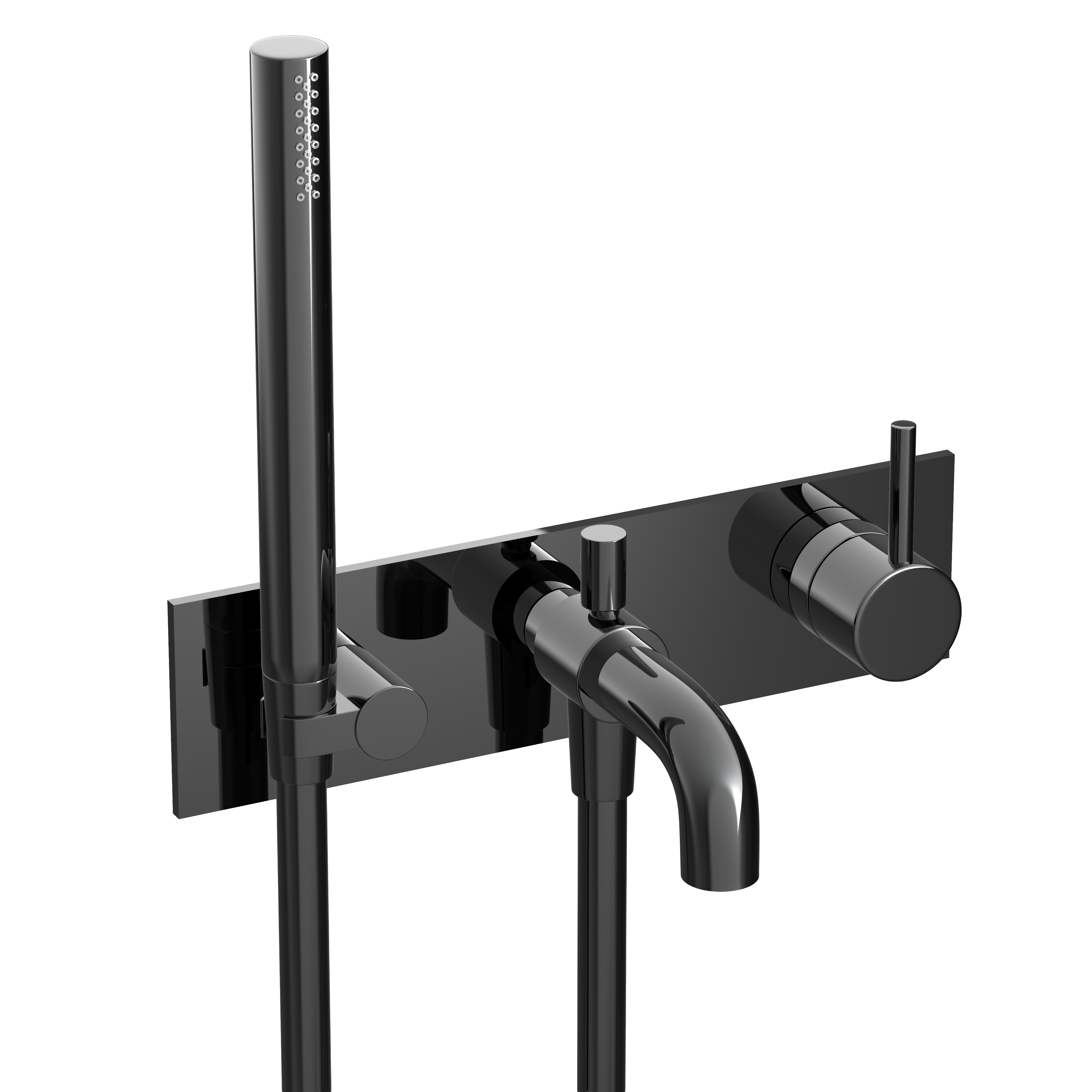 Hotbath Cobber afbouwdeel inbouw douche/badmengkraan CB126EXTPBP Gepolijst zwart PVD