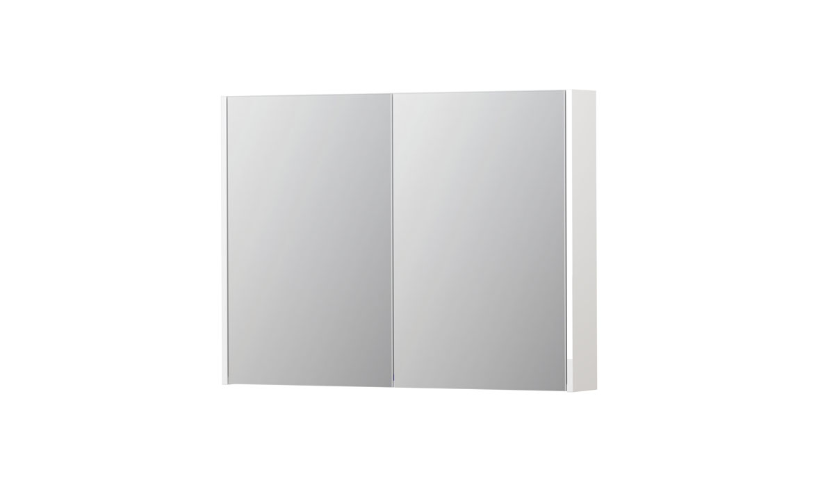 INK spiegelkast met 2 dubbelz. spiegeldeuren en stopc./schak. 1105306 Hglans wit H730xB1000xD140