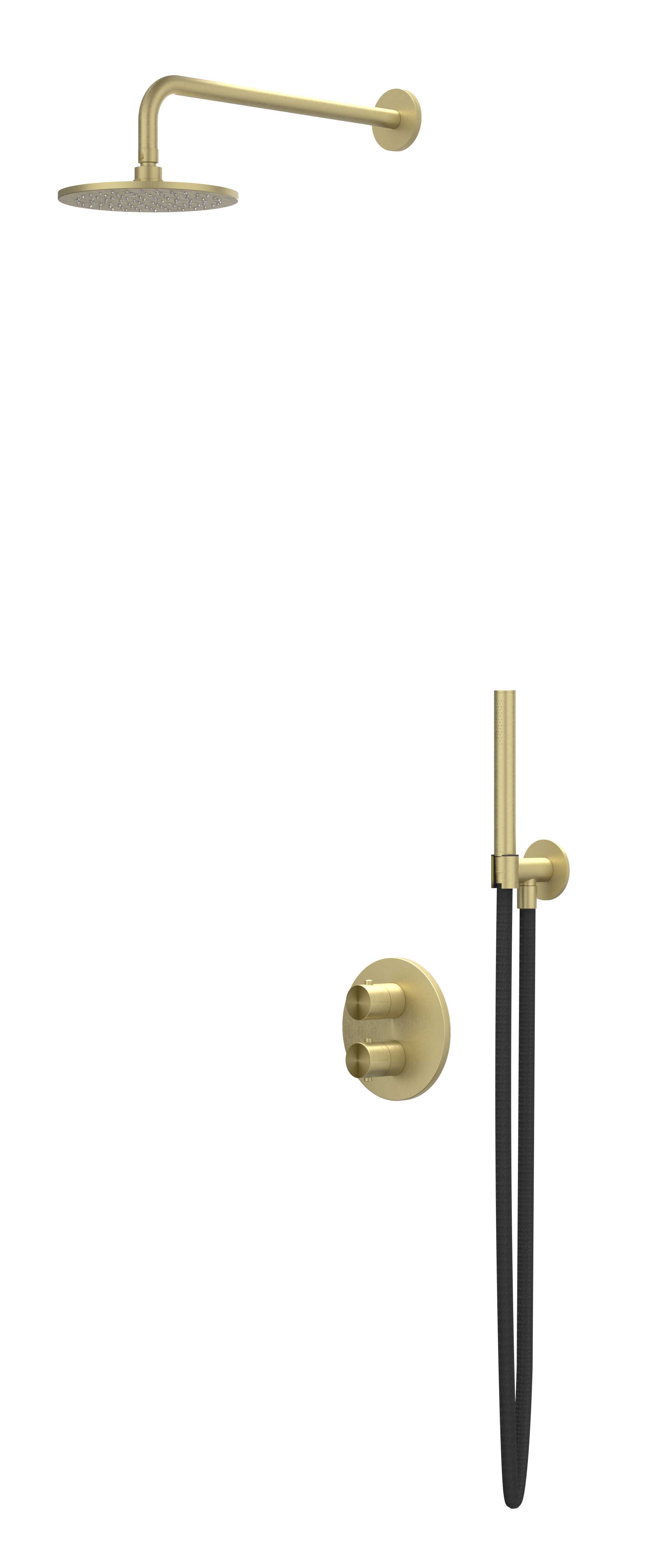 IVY Concord Inbouwset 2-weg w-arm 30cm me houder uitlaat en staafmodel CSC2IMPACAA RVS316 gebr. mat goud PVD