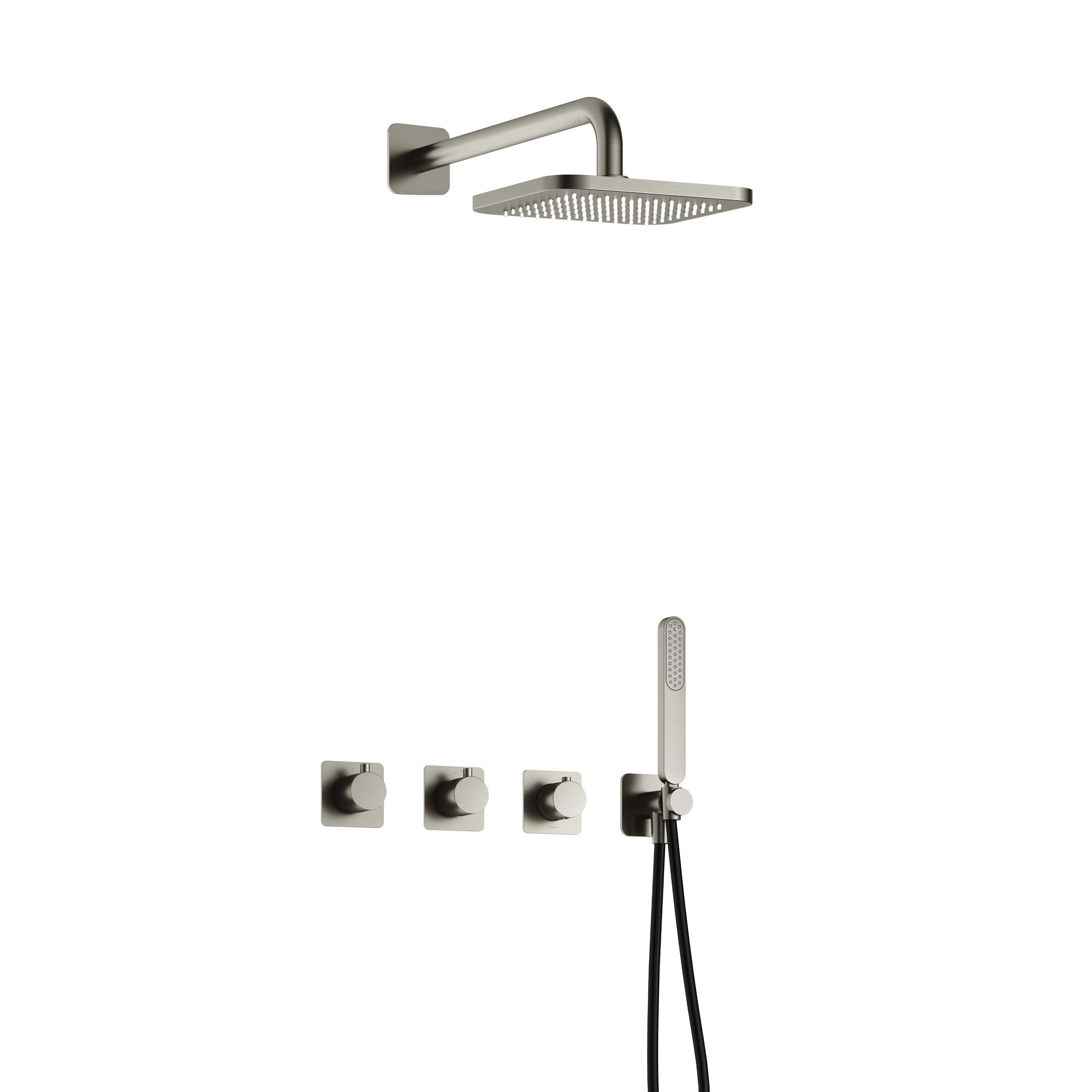 Hotbath Complete thermostatische douche InBouw Set Gal met 2 stopkranen IBSGL70GN Geborsteld nikkel