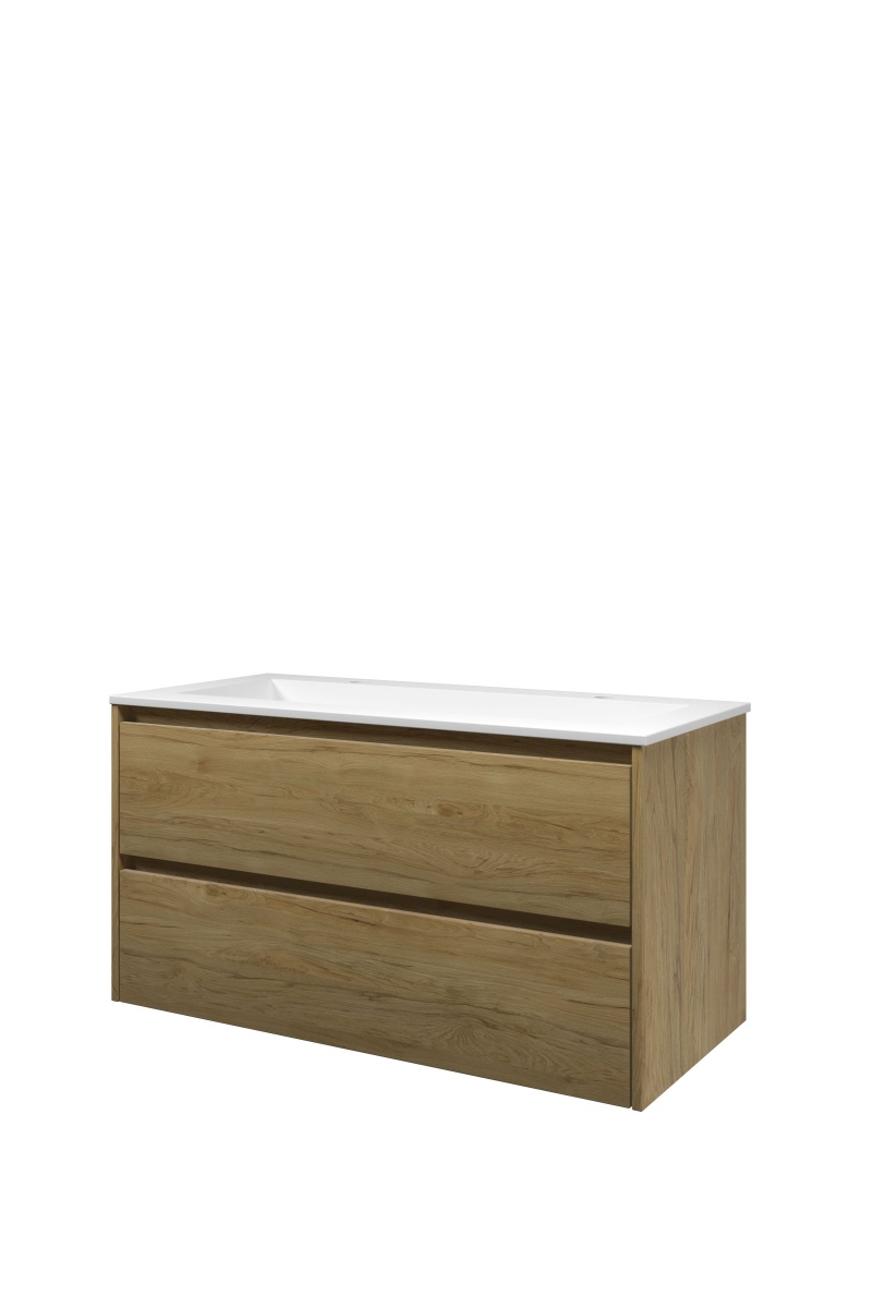 Proline set polystone Elegant wast. met 2 krgt. en onderk. a-sym. 1816452 Ideal oak/Mat wit H620xB1000xD460