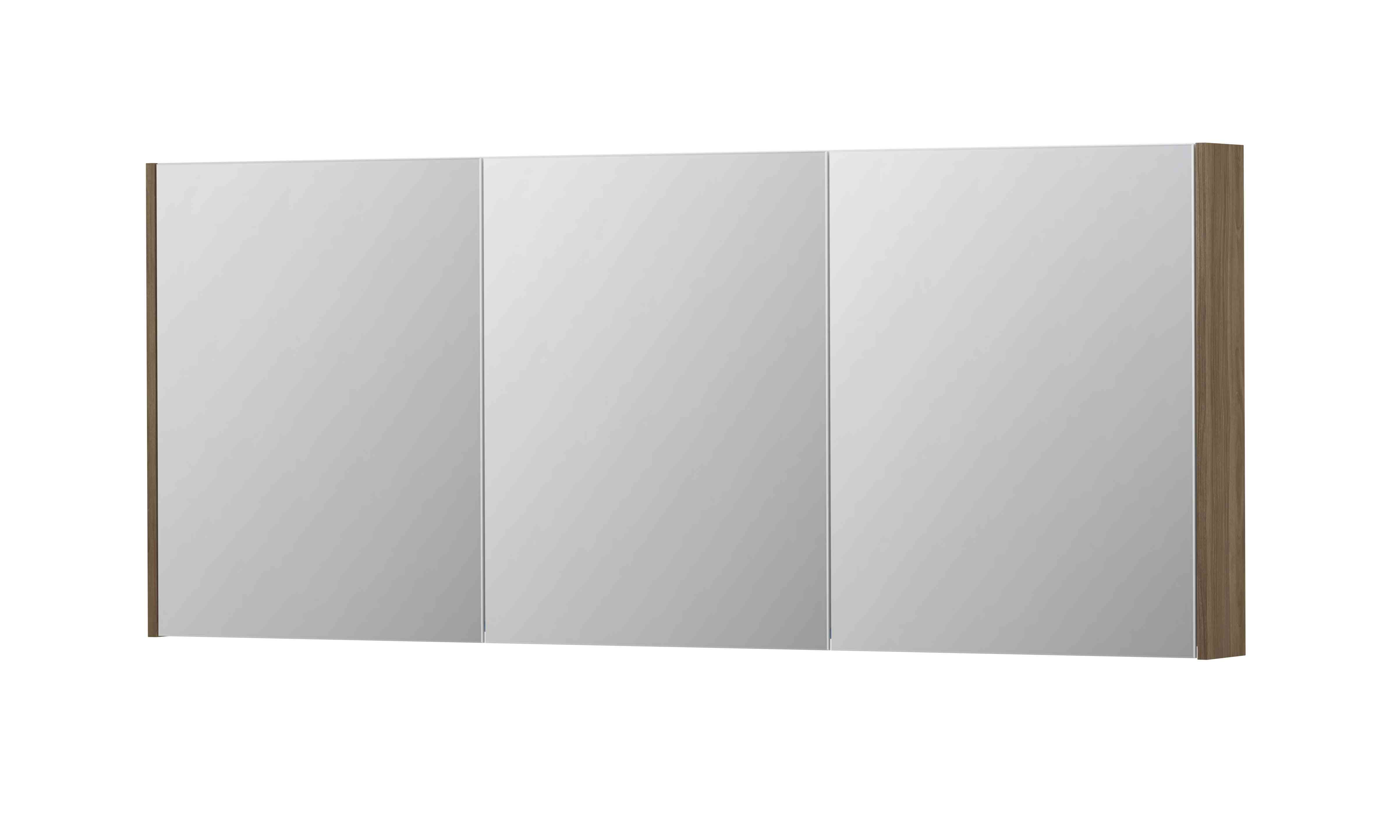 INK SPK2 spiegelkast m. 3 dubbelzijdige spiegeldeuren en stop/schak. 1105570 Zuiver eiken H730xB1800xD140