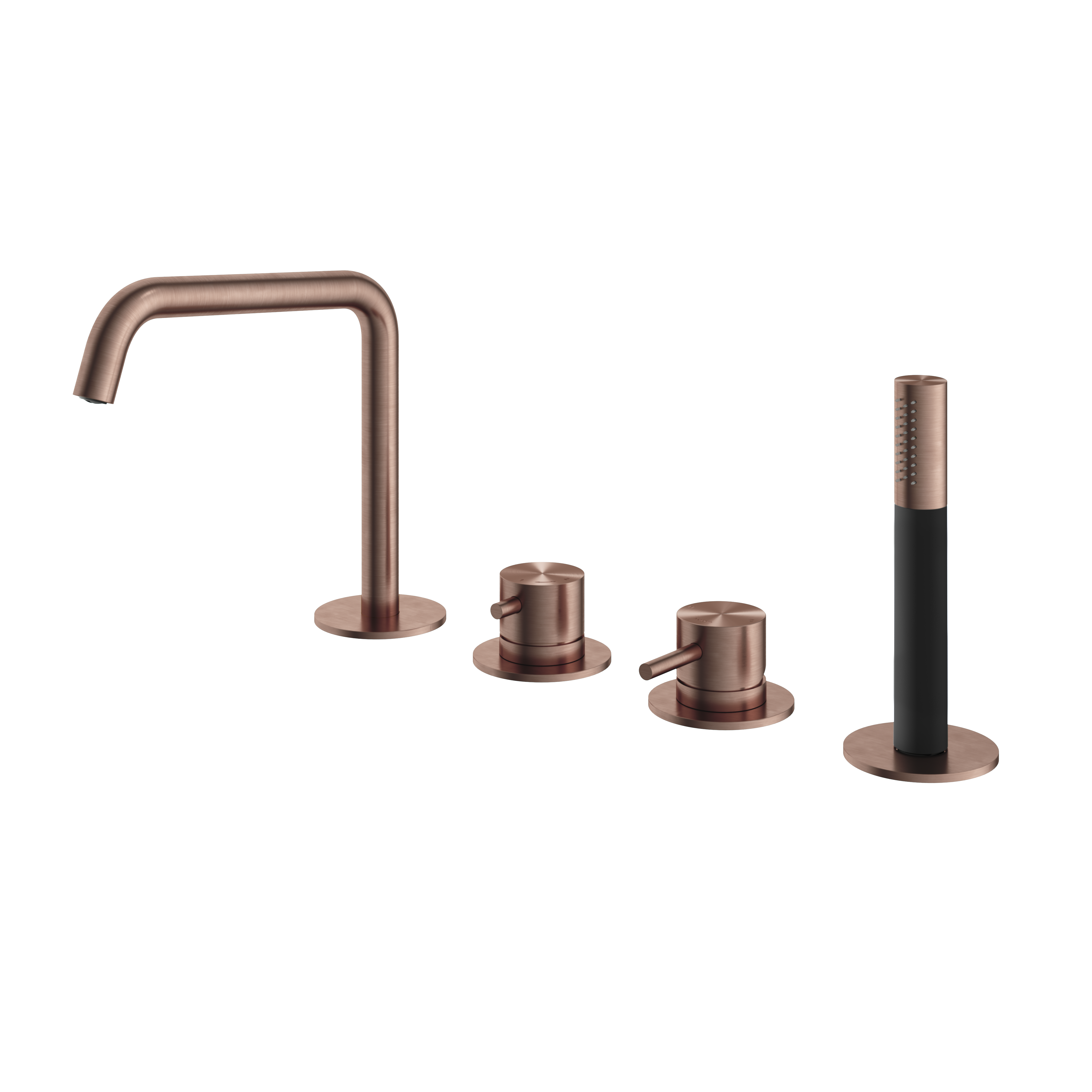 Hotbath Archie badrand 1 hendel mengkraan met uitloop en 2-weg omstel AR083BCP Geborsteld Koper PVD