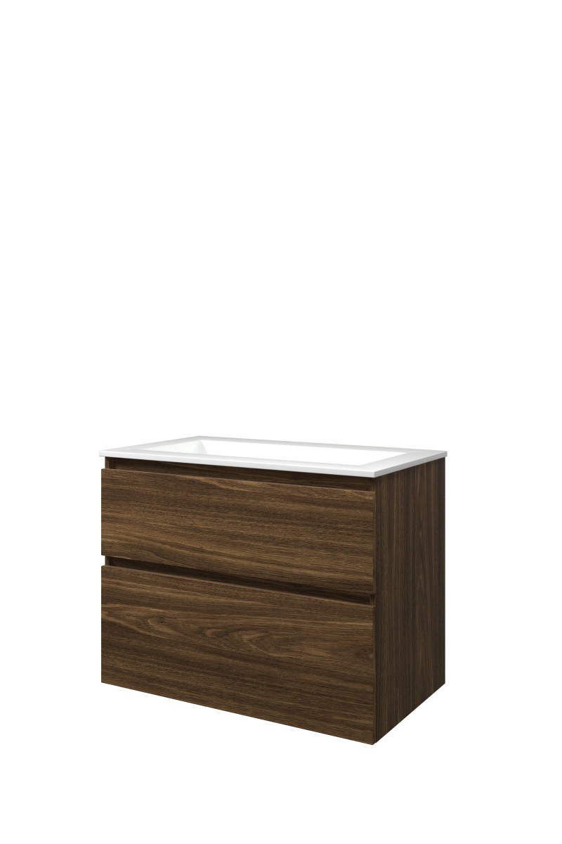 Proline set polystone Elegant wast. z. krgt. en onderk. a-sym. 1816343 Cabana oak/Glans wit H620xB800xD460