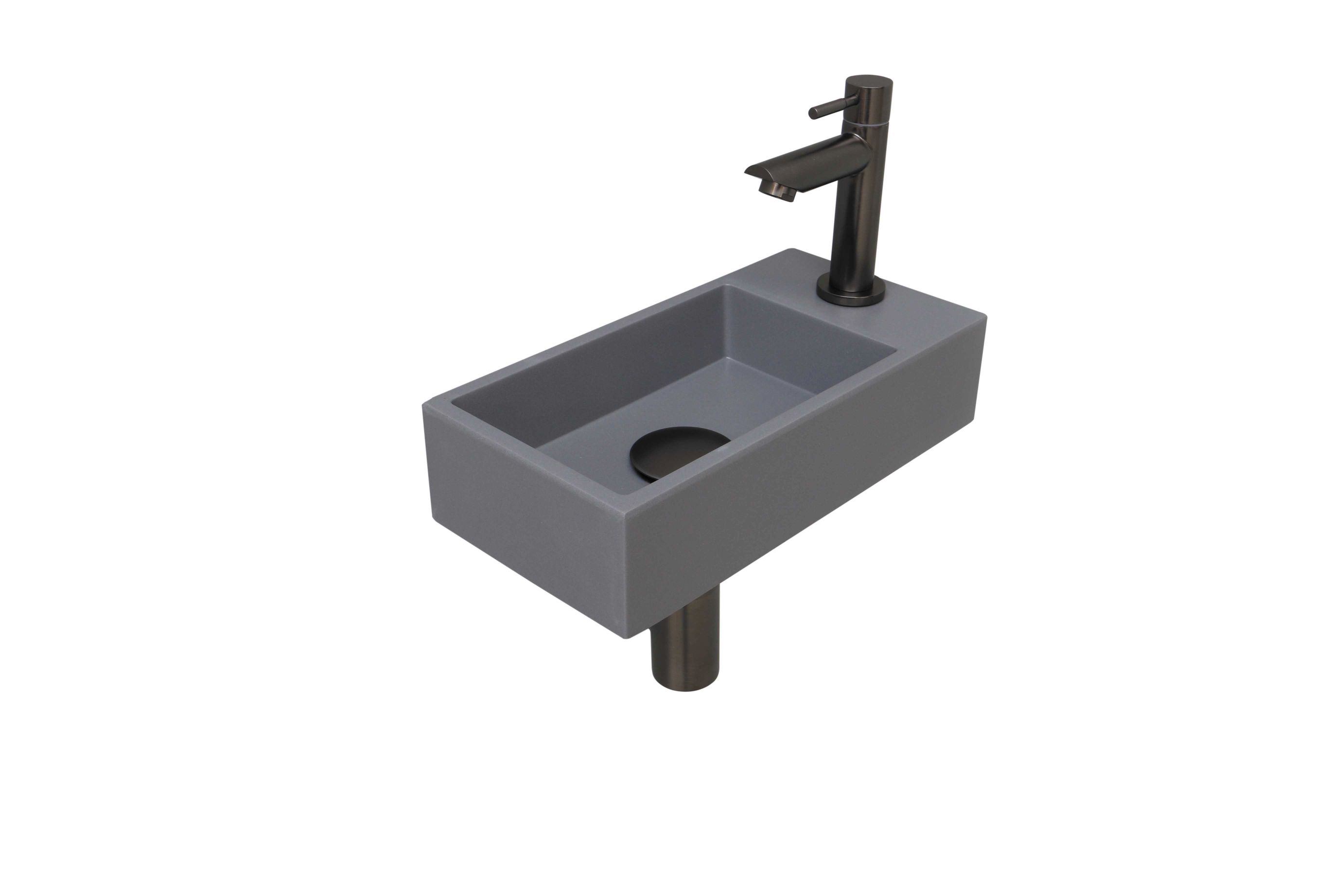 INK fonteinpack Quartz R incl. kraan sifon plug en montageset 1805173 Quartz grijs/gun metal H90xB360xD180