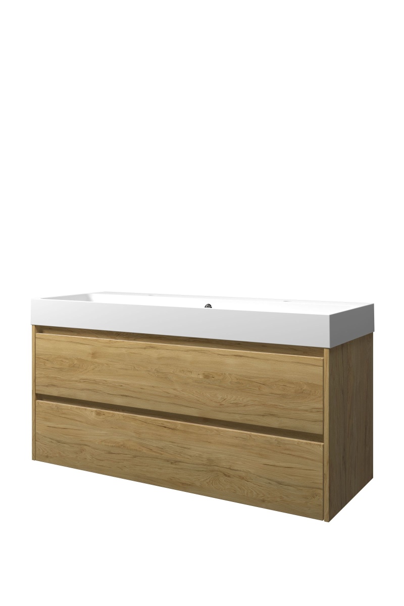 Proline set polystone Loft wast. met 2 krgt. en onderk. sym. 1816992 Ideal oak/Mat wit H620xB1200xD460