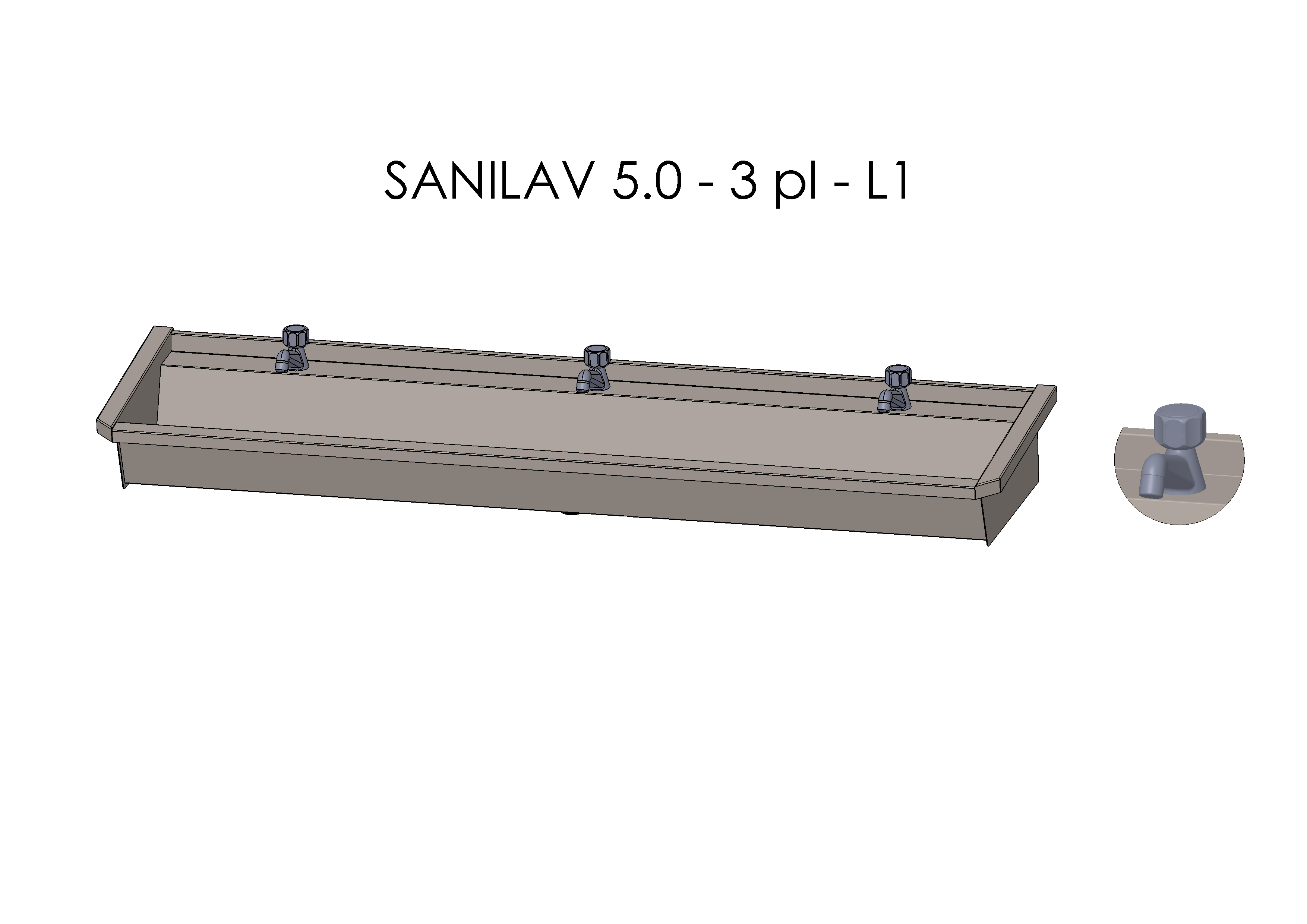 Intersan Sanilav muurwastrog rvs 3p 180 wast.krn SANILAV 5.0-3-L1