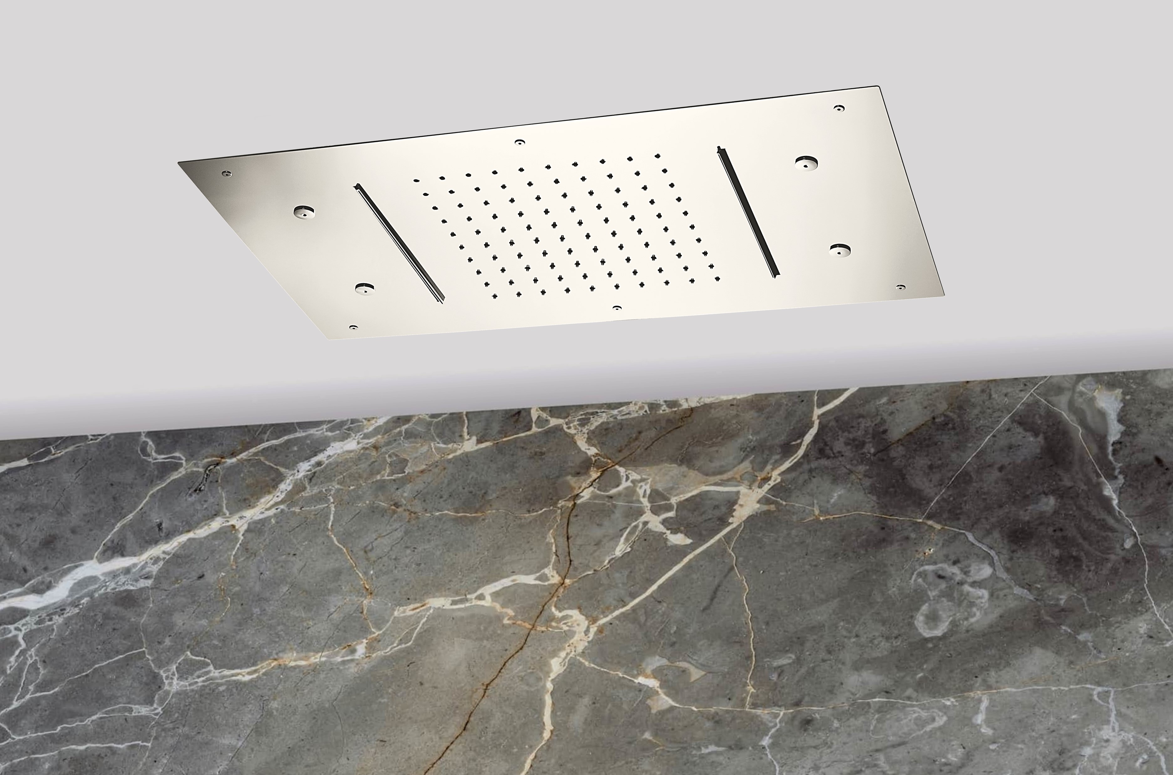 Lagoo Nesso Hoofddouche Showerlicious 700 x 400 m. regen 2 cascades nevel N8236BN Brushed Nickel