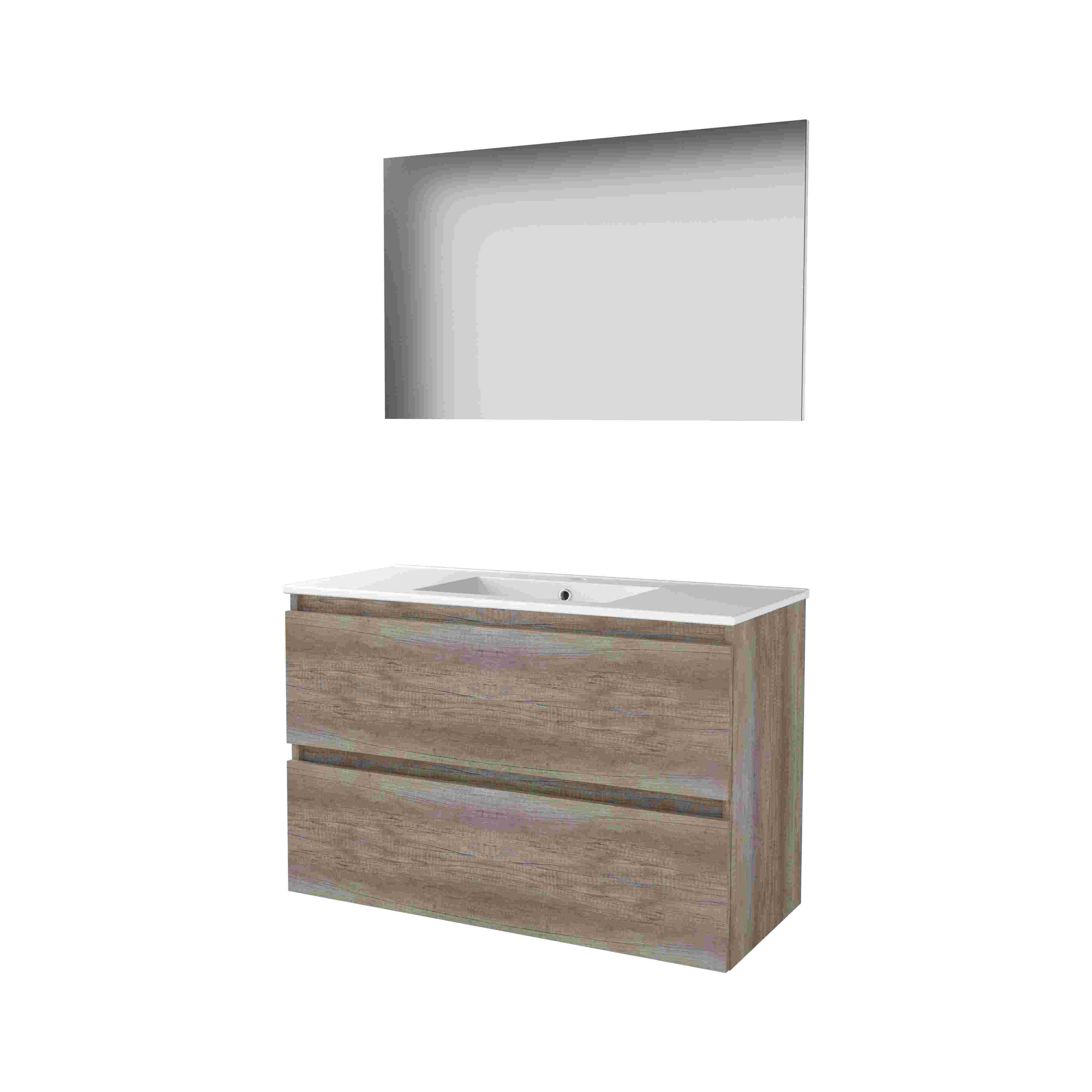 Basic Basic 46 set 100x46cm greepl. 2 la keram. wast. 1 krgt. incl. spiegel B46GL100PSO Scotch Oak