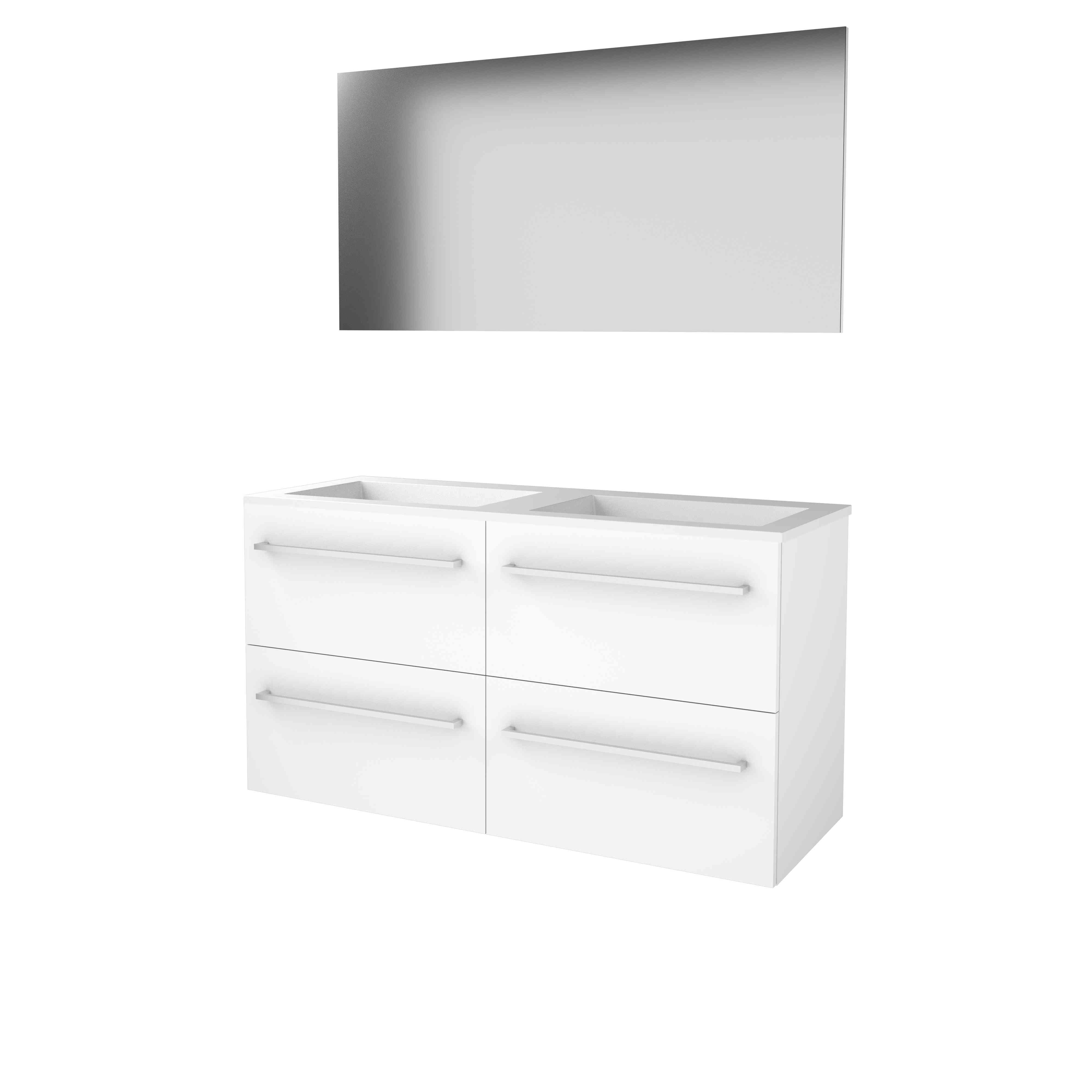 Basic Basic 46 set 120x46cm met gr. 4 la Acryl wast. 0 krgt. incl. spiegel B46GR120A0IW Ice White