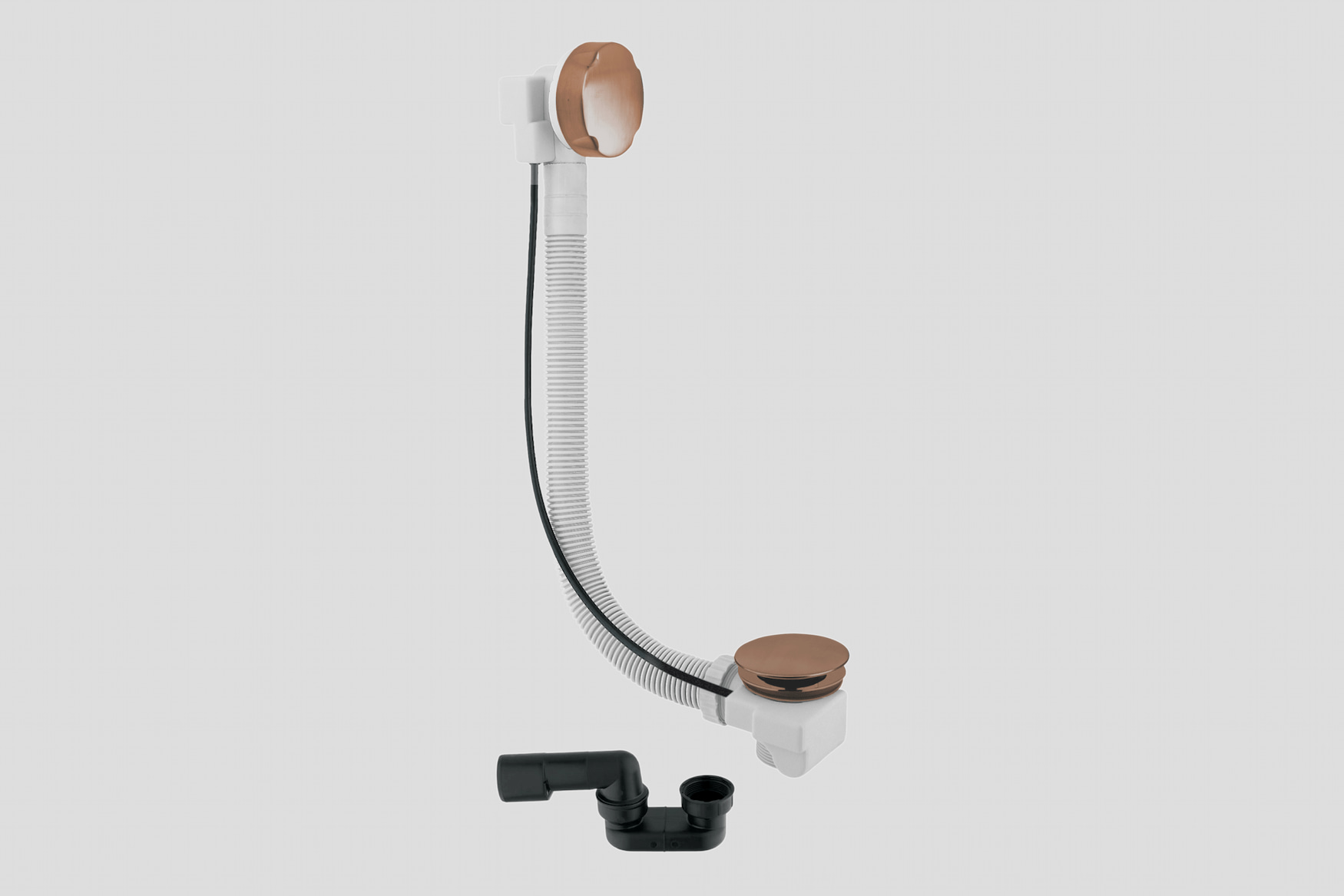 Lagoo Garda badoverloop met clickplug en sifon G6120BK Brushed Copper PVD