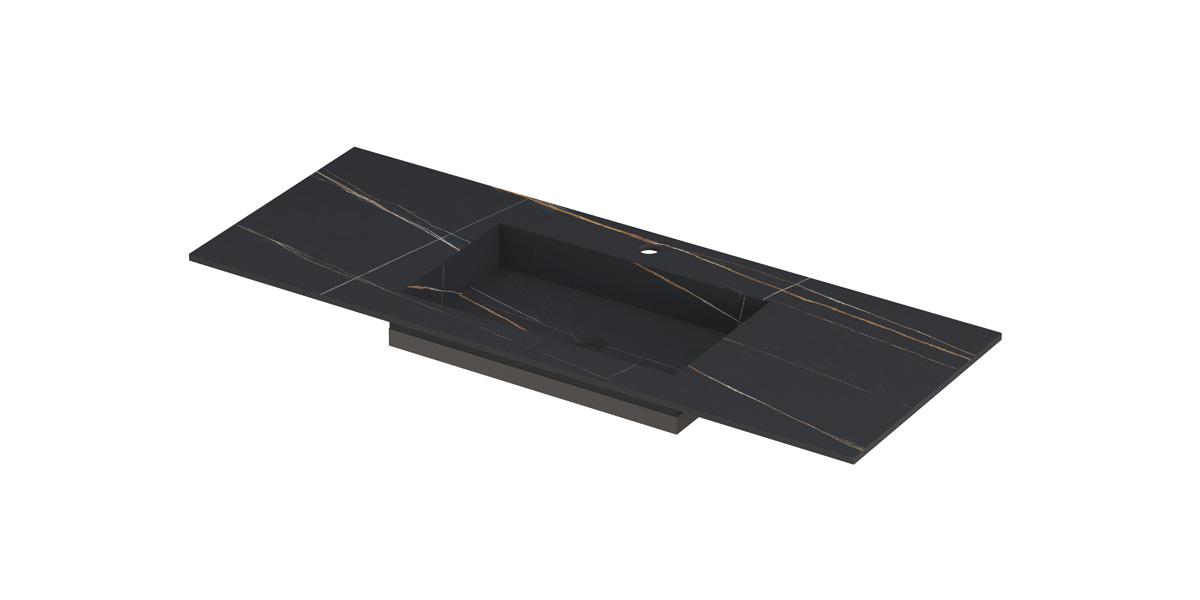 INK Post wast. keramische slab envelop bak midden m. 1 krgt. H10xB1200xD450 Lauren black mat / 210072