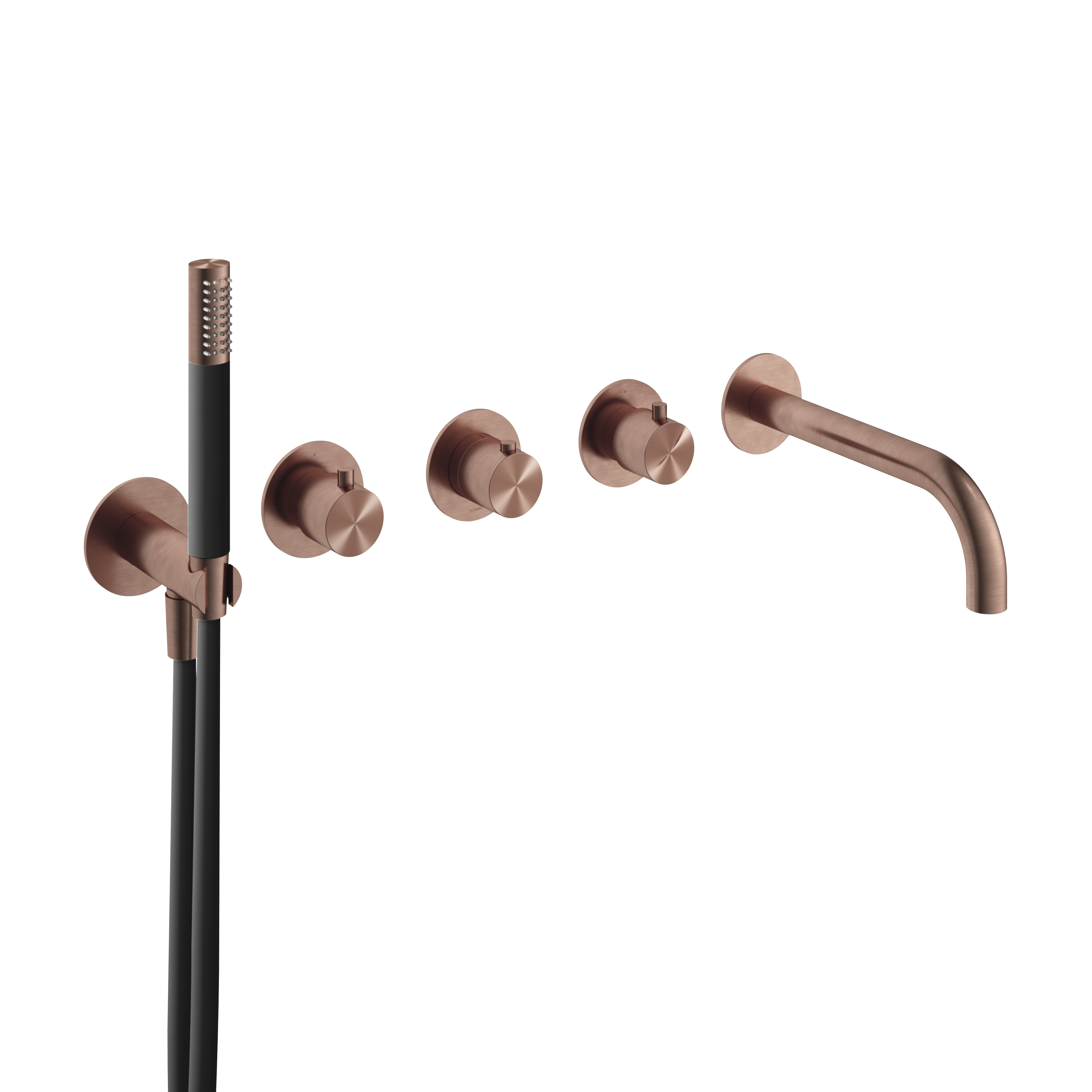 Hotbath Archie afbouwdeel douche thermostaat met 2 stopkr. met uitloop AR7072EXTBCP Geborsteld Koper PVD