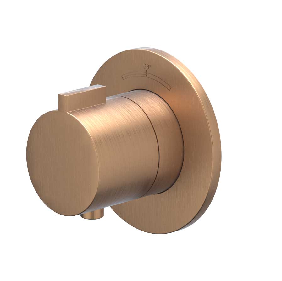 IVY Pact Afbouwdeel inbouwthermostaat symmetry met rond rozet 6202425 gebr. mat koper PVD