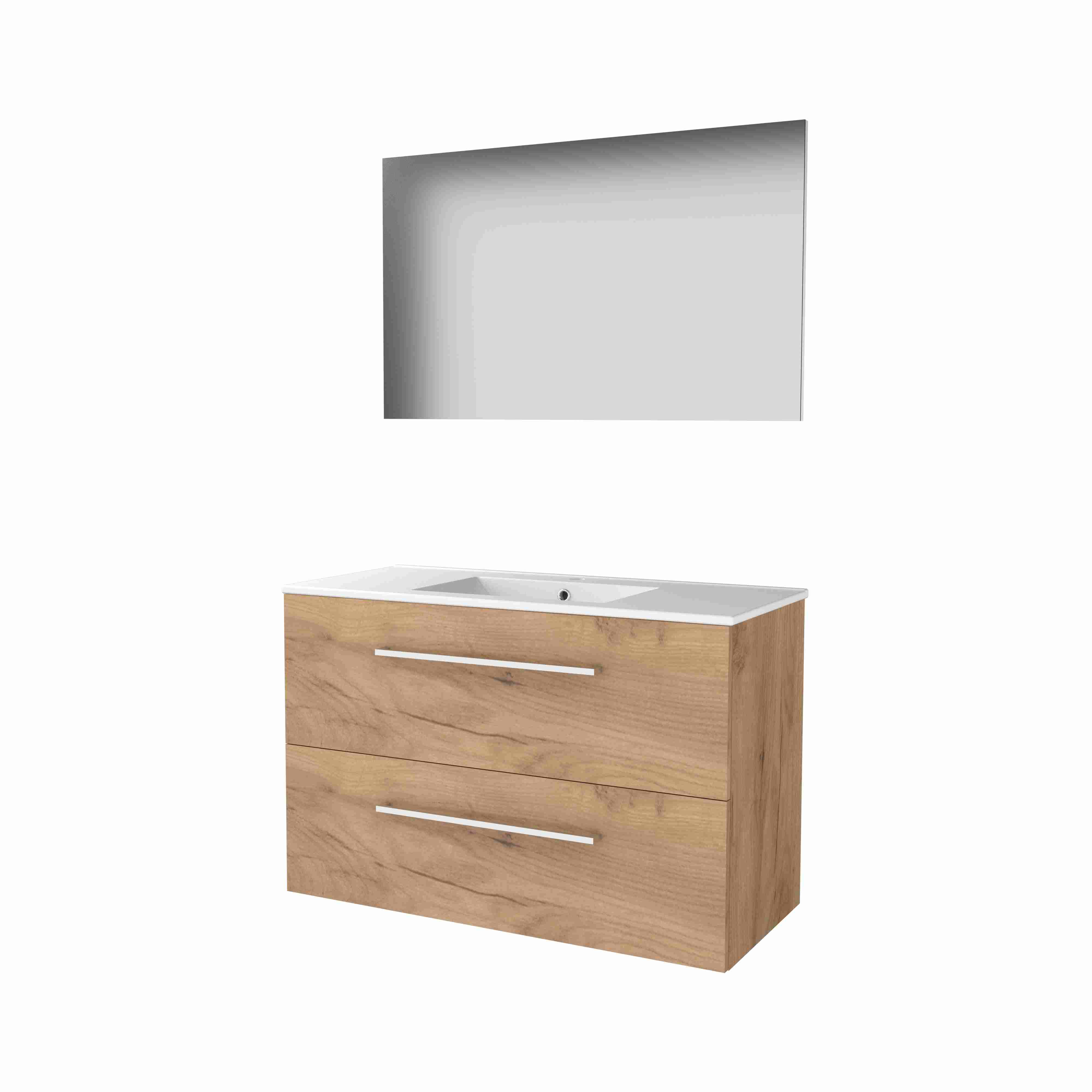 Basic Basic 46 onderk. m. gr. incl. 2 la + pors. wast. incl. 1 krgt. incl. spg. op plaat B1000xD460 Whisky Oak / 1810190