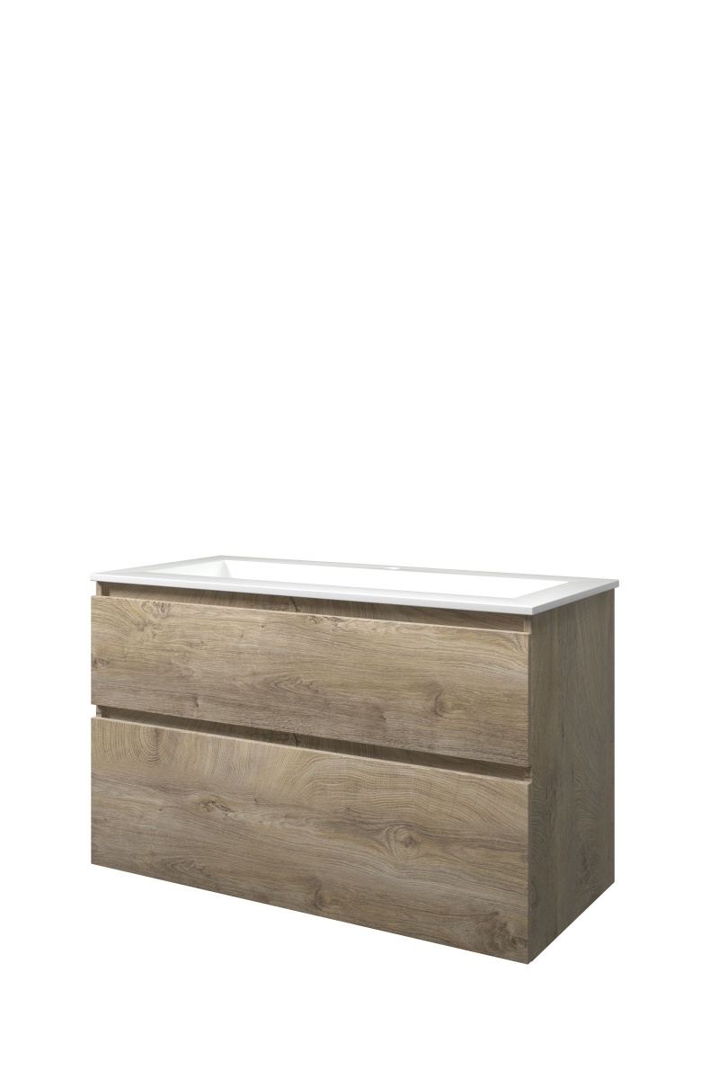 Proline set polystone Elegant wast. met 1 krgt. en onderk. a-sym. 1816411 Raw oak/Glans wit H620xB1000xD460