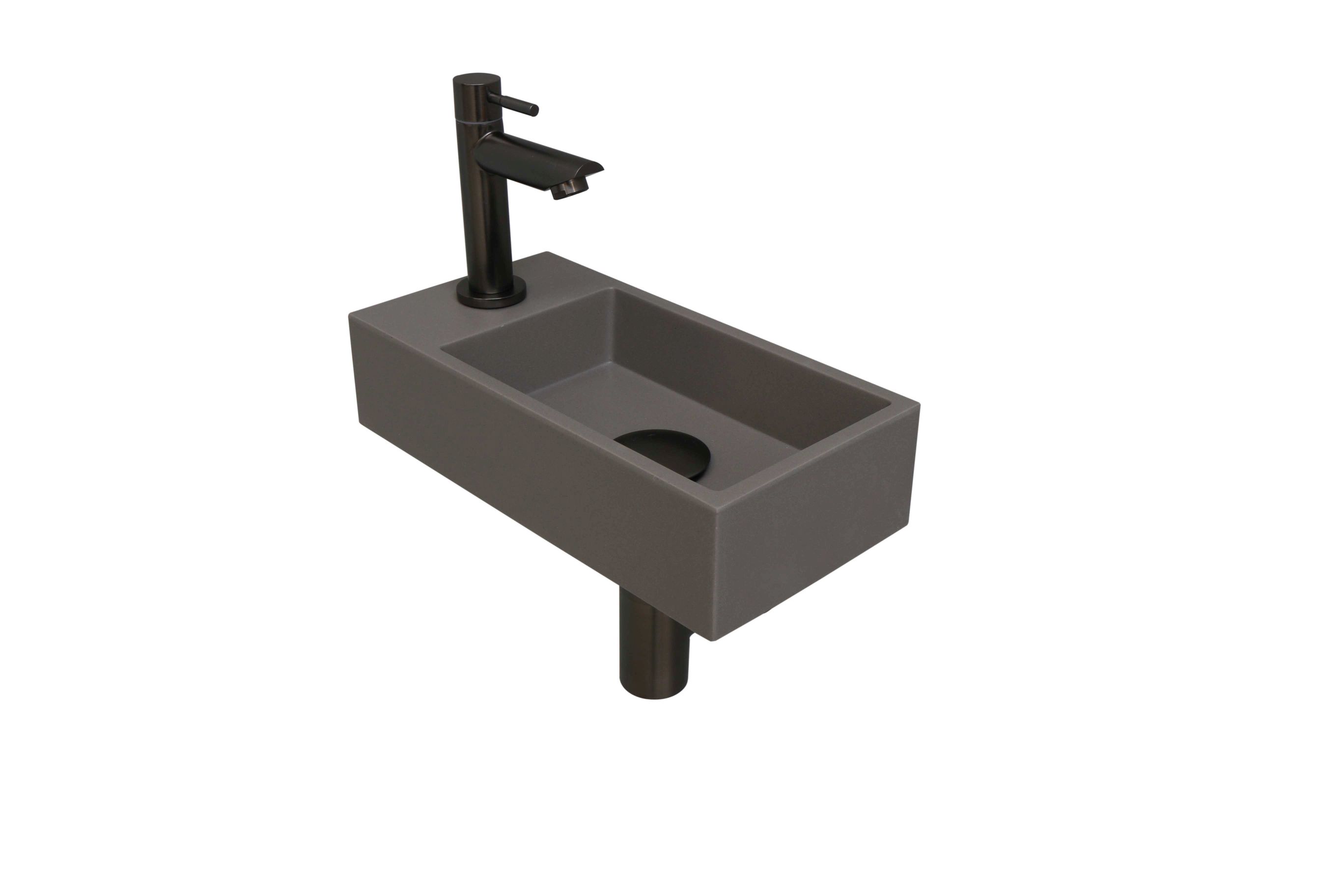 INK fonteinpack Quartz L incl. kraan sifon plug en montageset 1805165 Quartz beton/gun metal H90xB360xD180