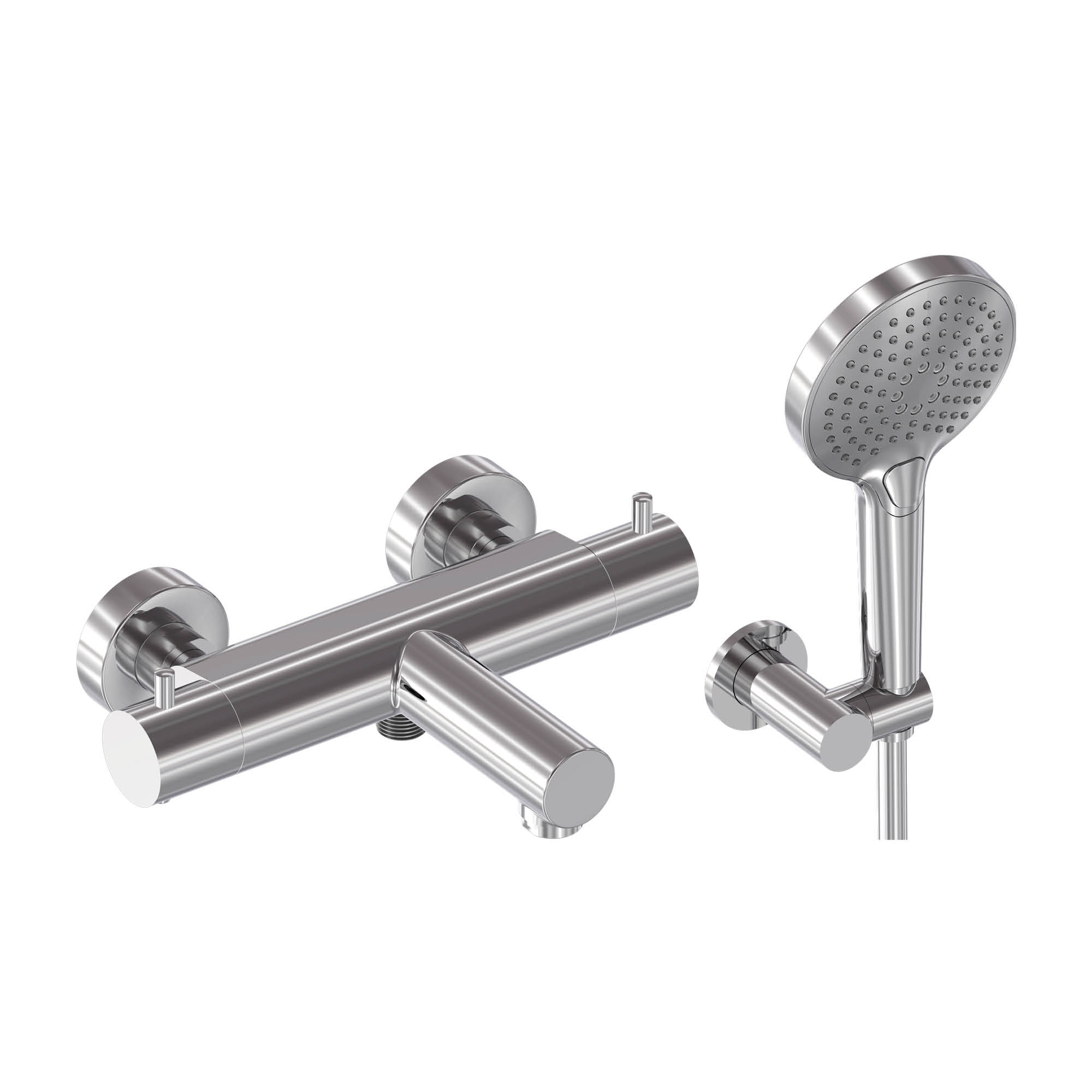 MAY set Badthermostaat wandsteun verst. slang 125 cm en 3-standen handdouche 6802251 Chroom