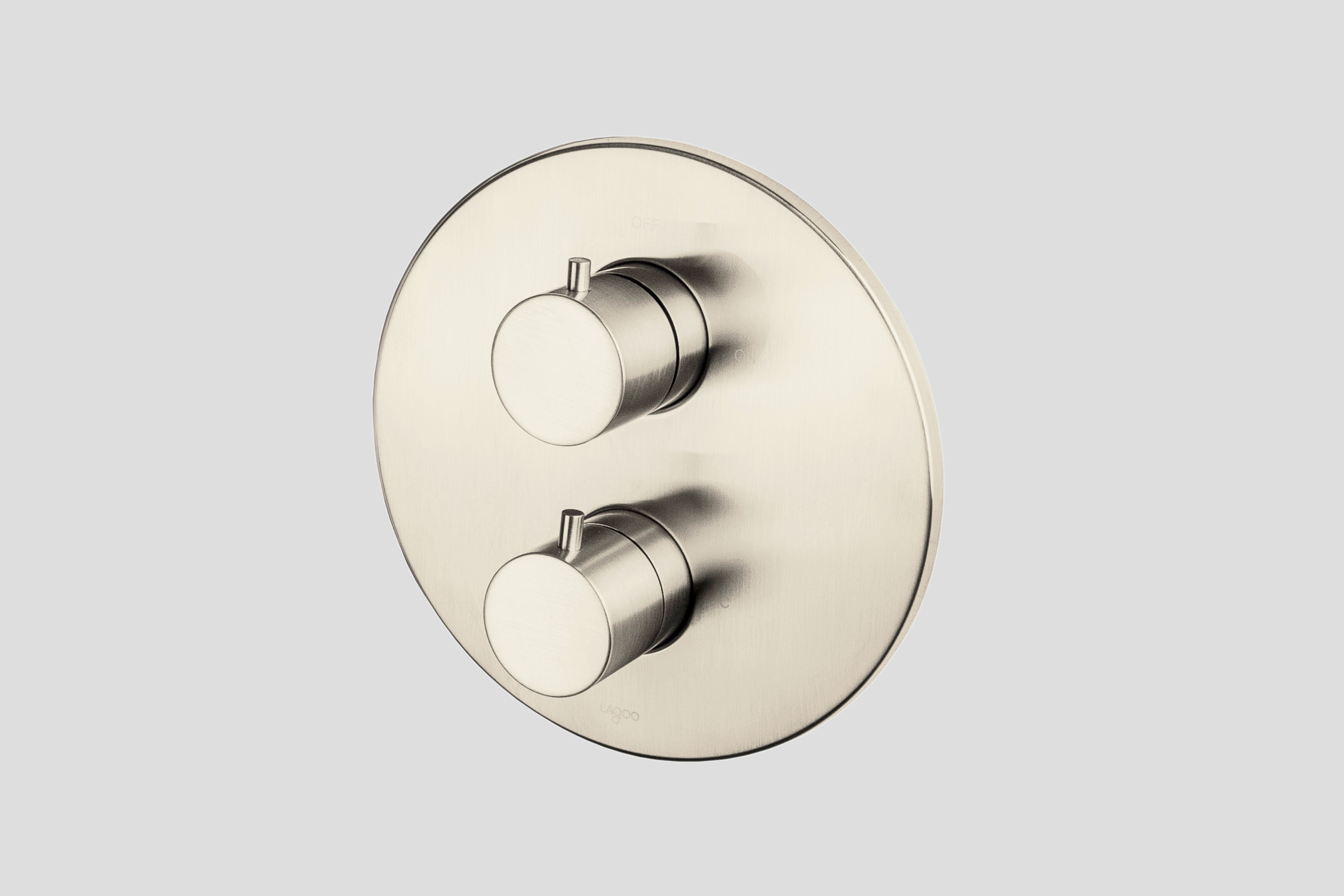 Lagoo Garda inbouw thermostaat met 2-weg stop/omstel afb.deel G2231BN Brushed Nickel