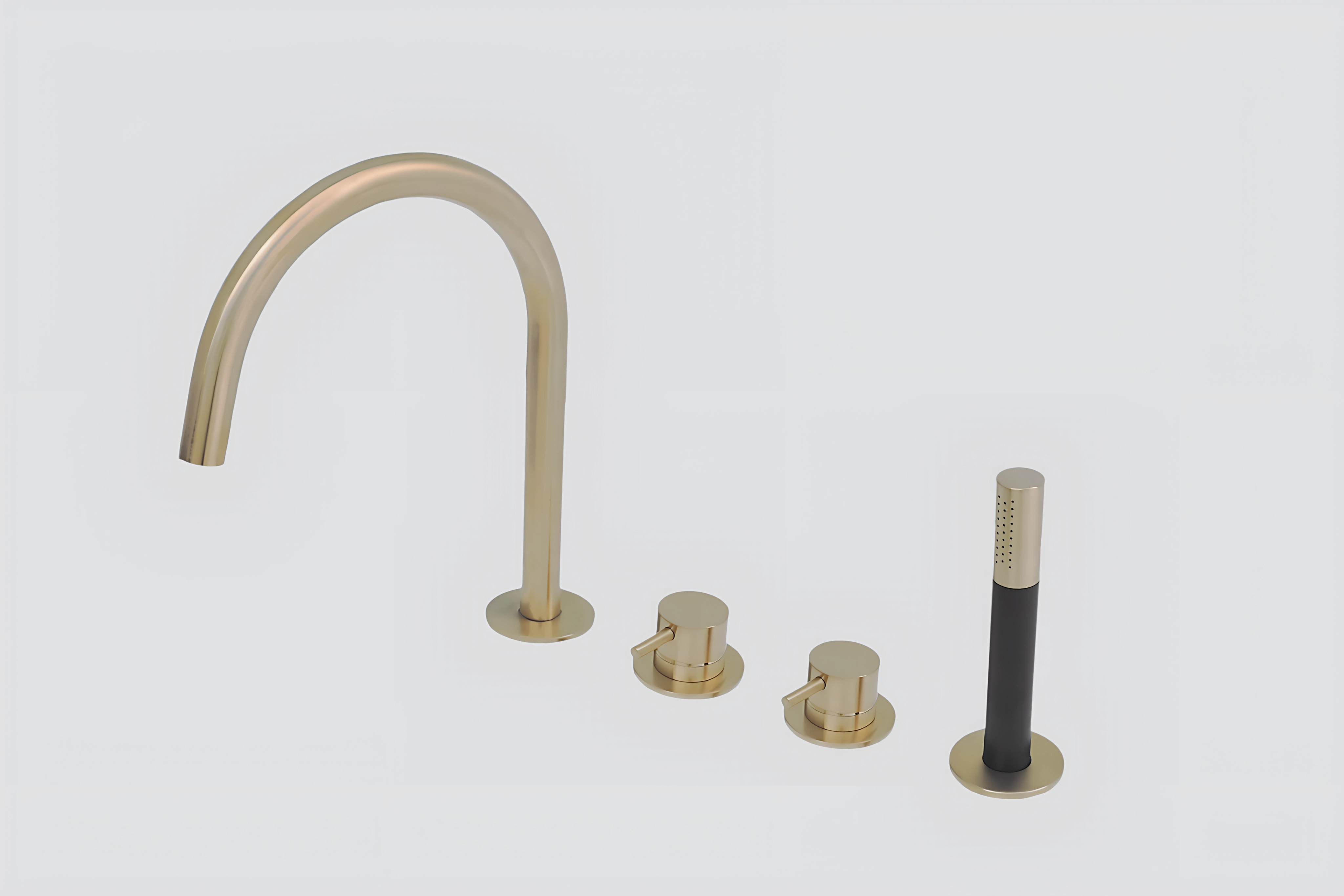 Lagoo Garda Badrandcombinatie m. mengkraan uitloop 2 stopkranen en handdouche staaf G3210PG Brushed Champagne PVD