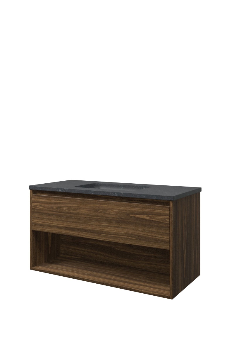 Proline set hardsteen Elegant wast. z. krgt. en onderk. met schap 1815643 Cabana oak/Blue stone H545xB1000xD460