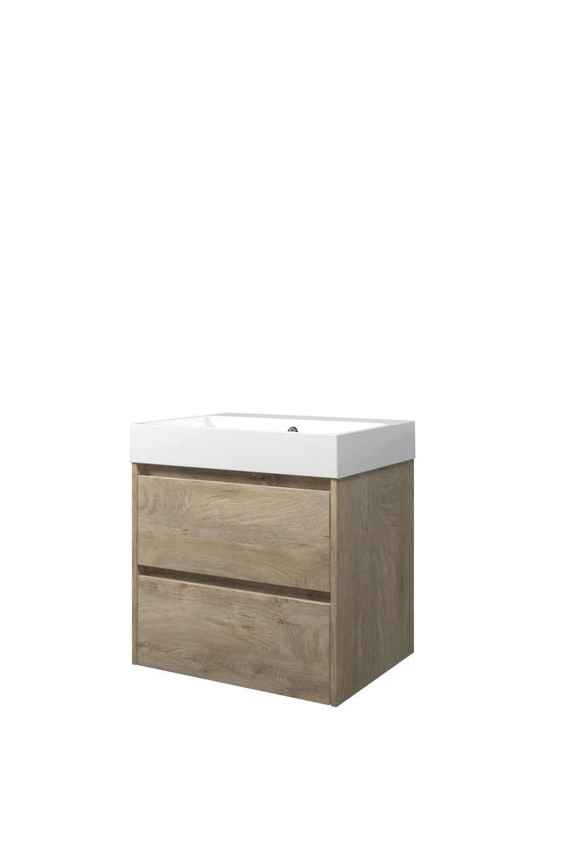 Proline set polystone Loft wast. z. krgt. en onderk. sym. 1816801 Raw oak/Glans wit H620xB600xD460