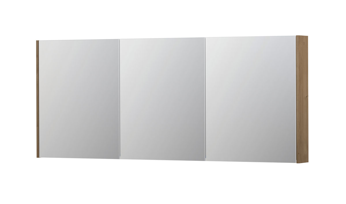 INK SPK2 spiegelkast m. 3 dubbelzijdige spiegeldeuren en stop/schak. 1105572 Ash grey fineer H730xB1800xD140