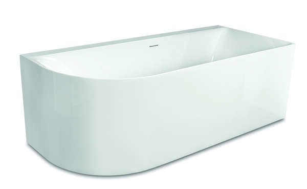 Luca vrijstaand hoekbad links afgerond met overloop 180x80x60cm Wit glans
