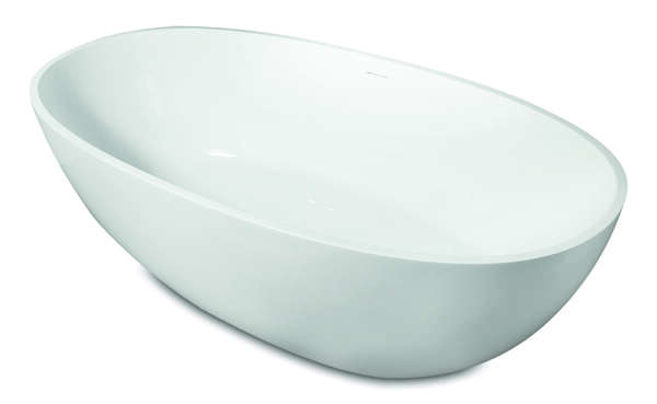 Luca vrijstaand bad van mineral stone met overl. 180x93x56h Wit glans
