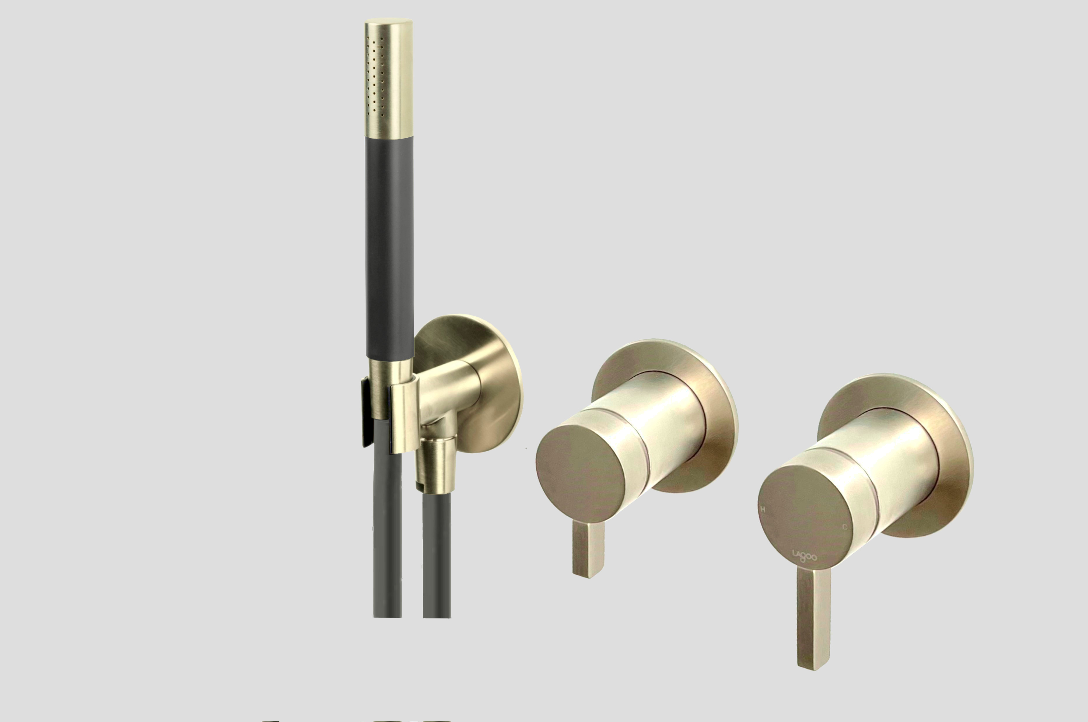 Lagoo Como Inbouw douche-/badmengkraan m. omstel afbouwdeel en handdouche CM3218PG Brushed Champagne PVD