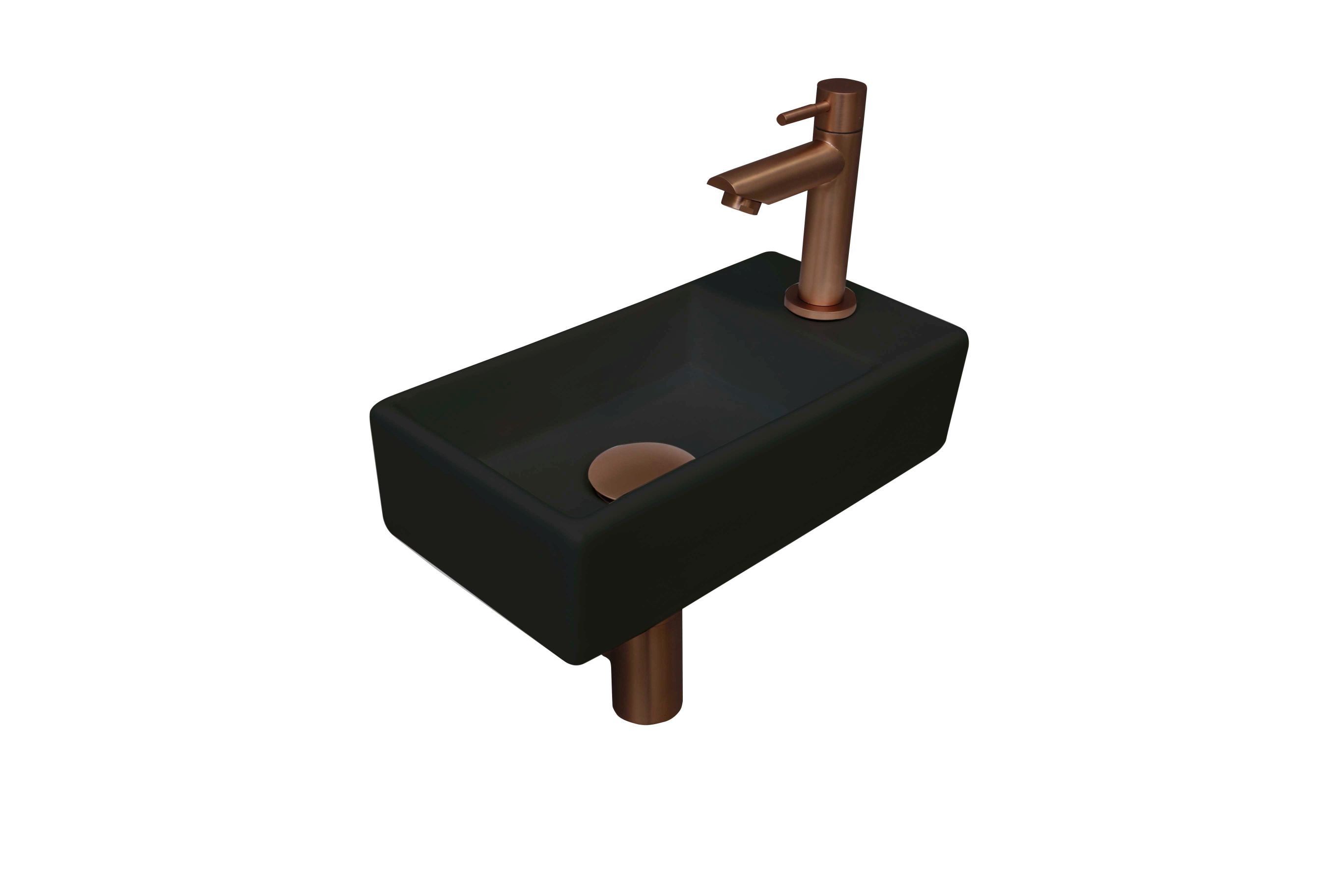 INK fonteinpack pors. R incl. kraan sifon plug en montageset 1805315 m. zwart/mat rose goud H90xB360xD180