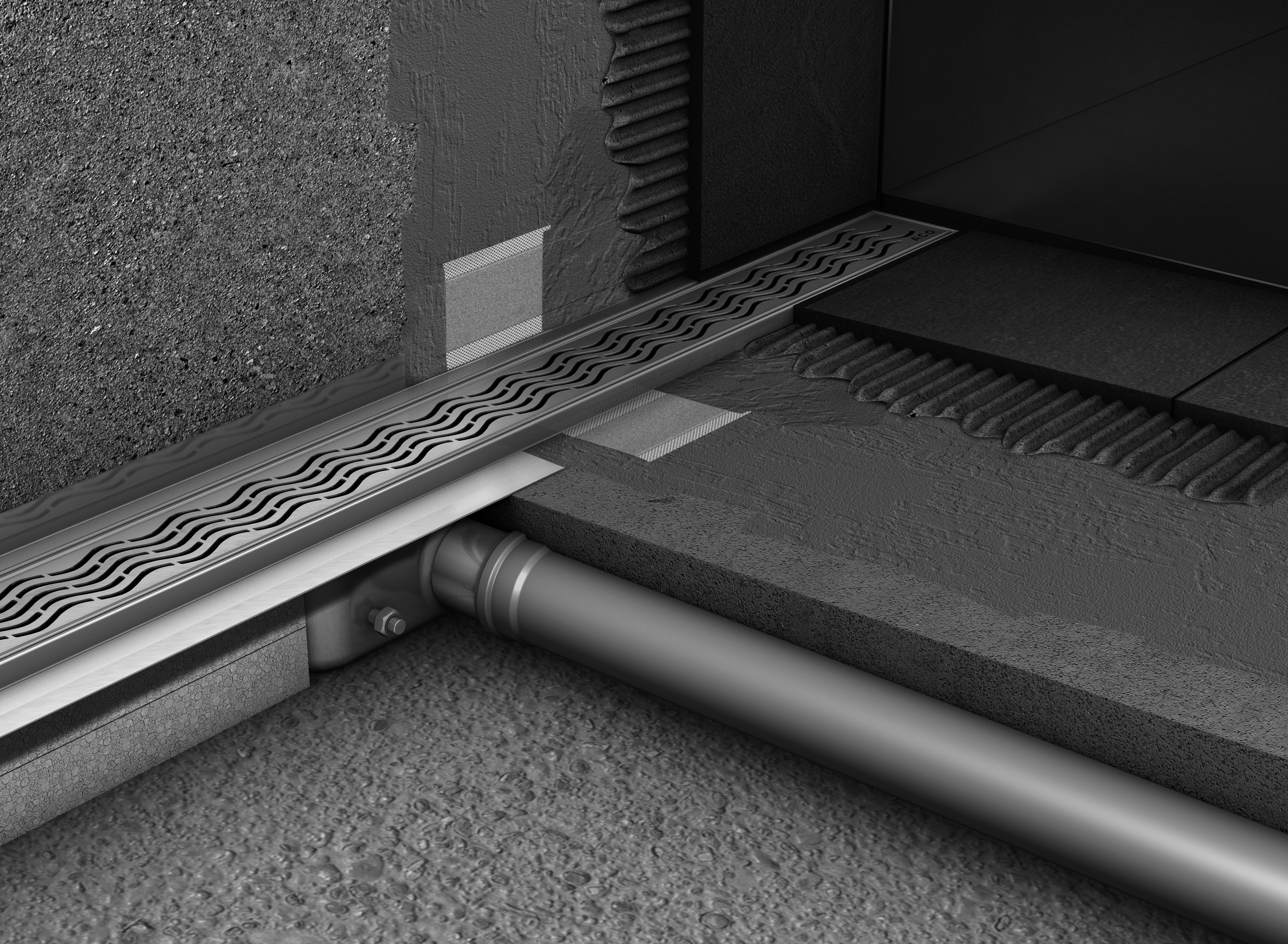 ACO drain 80 cm muurflens hoogte 65 uitloop 50 9010.88.30